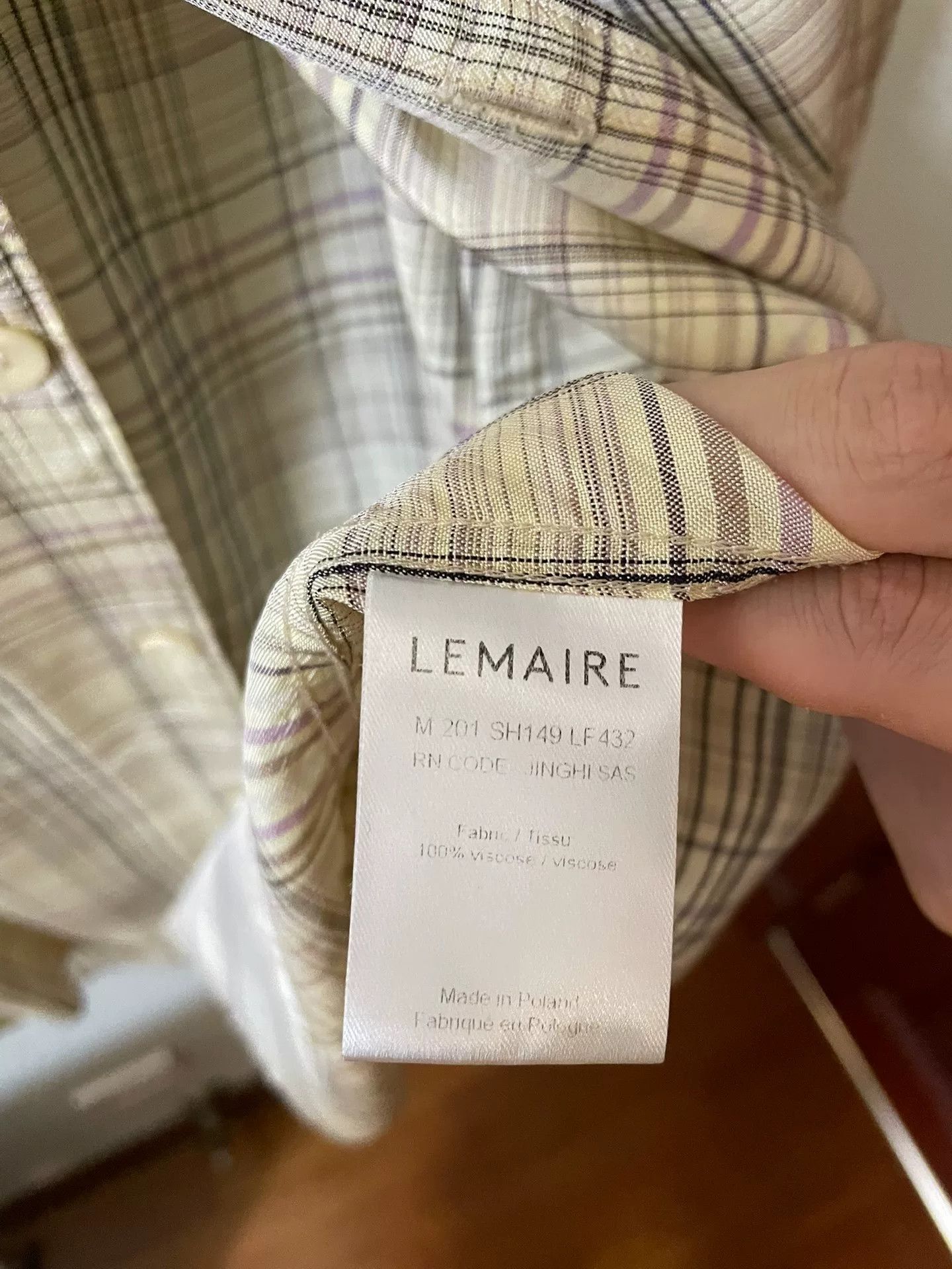 Lemaire Lemaire 20SS Convertible Collar Rayon Plaid Shirt Size US M / EU 48-50 / 2 - 3 Thumbnail