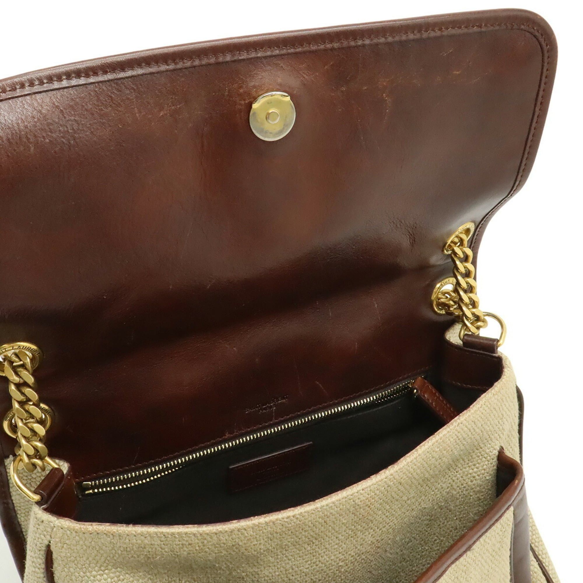 Yves Saint Laurent Yves Saint Laurent SAINT LAURENT PARIS YSL NIKI Medium Chain Shoulder Bag, Linen Canvas, Beige, 633150 Size ONE SIZE - 7 Thumbnail