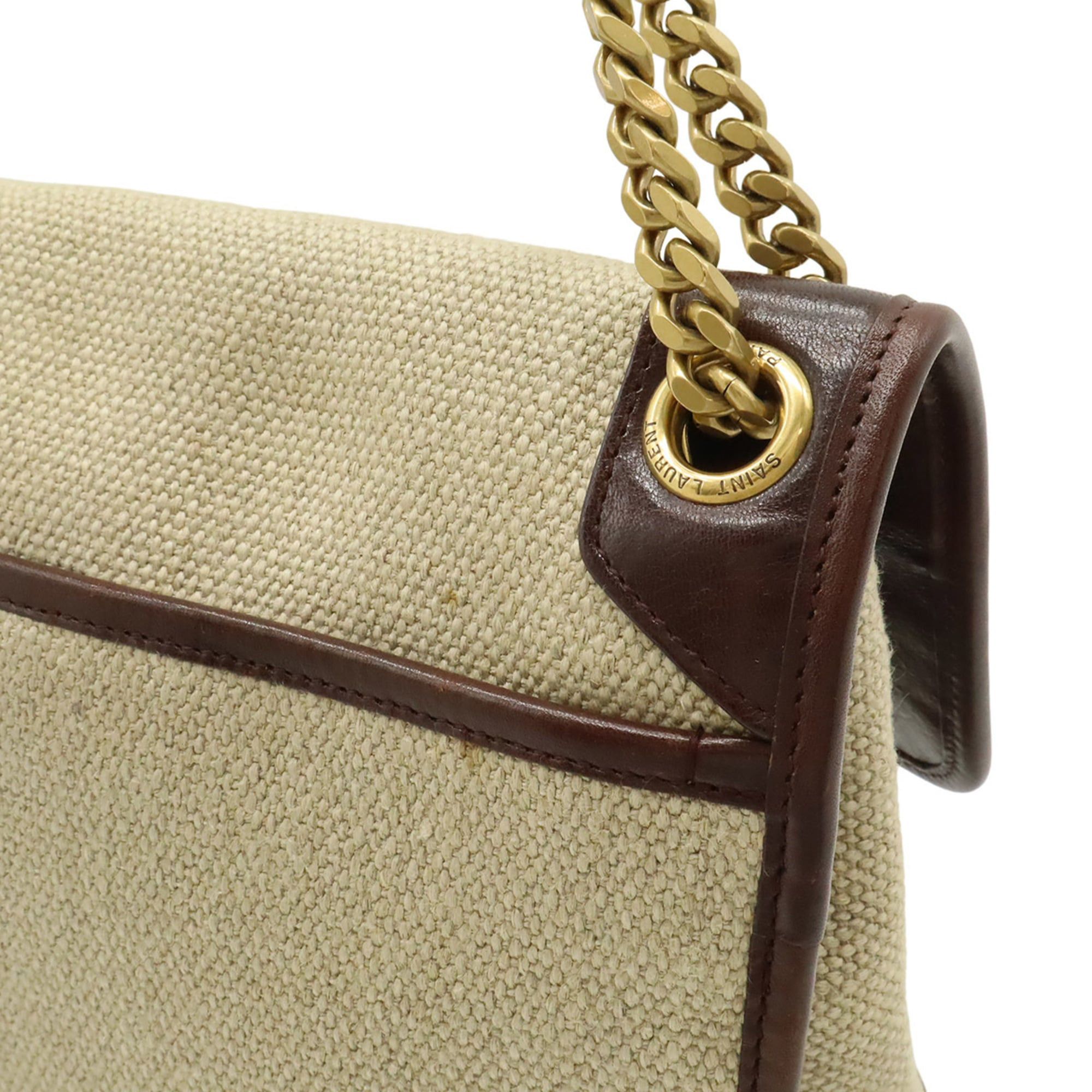 Yves Saint Laurent Yves Saint Laurent SAINT LAURENT PARIS YSL NIKI Medium Chain Shoulder Bag, Linen Canvas, Beige, 633150 Size ONE SIZE - 9 Thumbnail