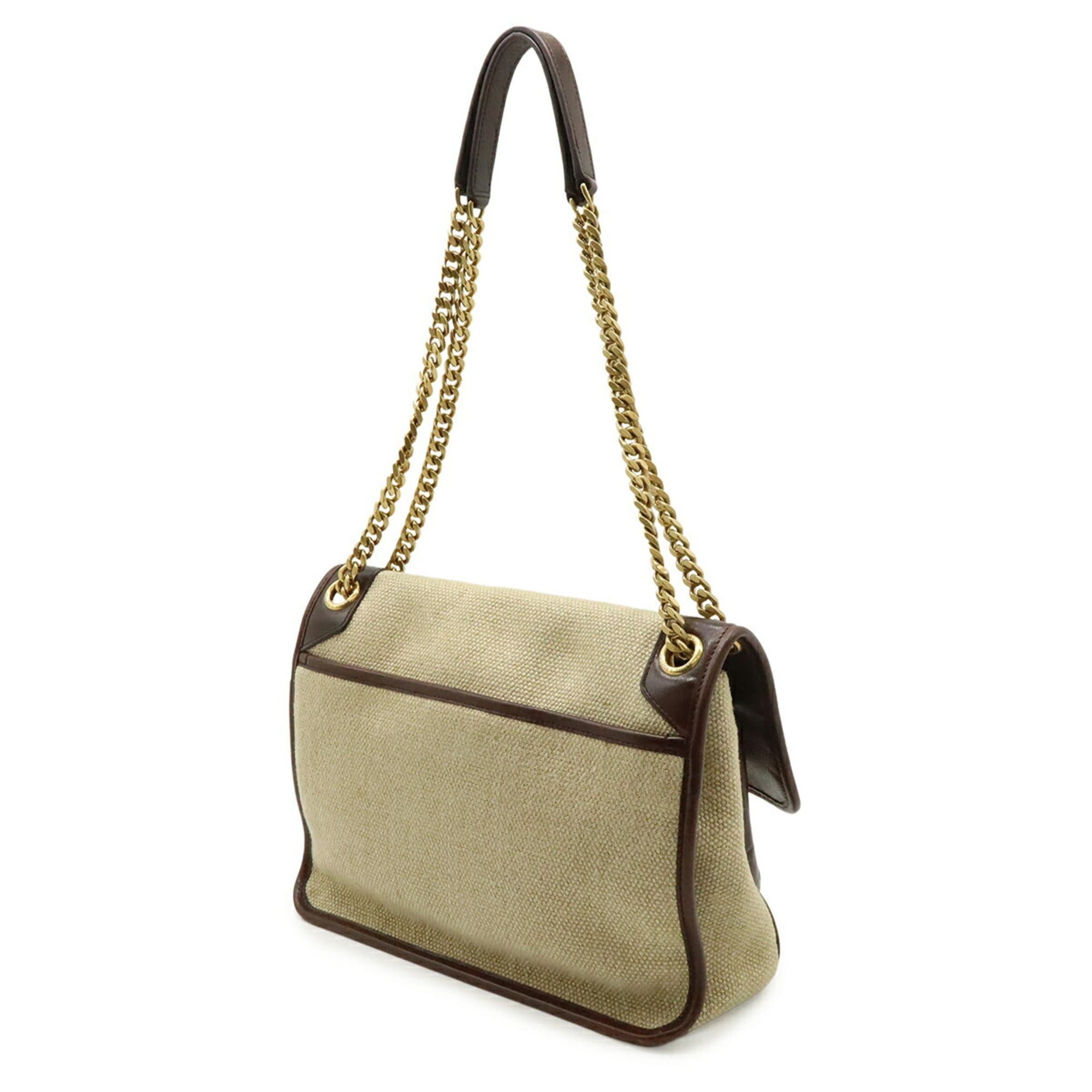 Yves Saint Laurent Yves Saint Laurent SAINT LAURENT PARIS YSL NIKI Medium Chain Shoulder Bag, Linen Canvas, Beige, 633150 Size ONE SIZE - 3 Thumbnail