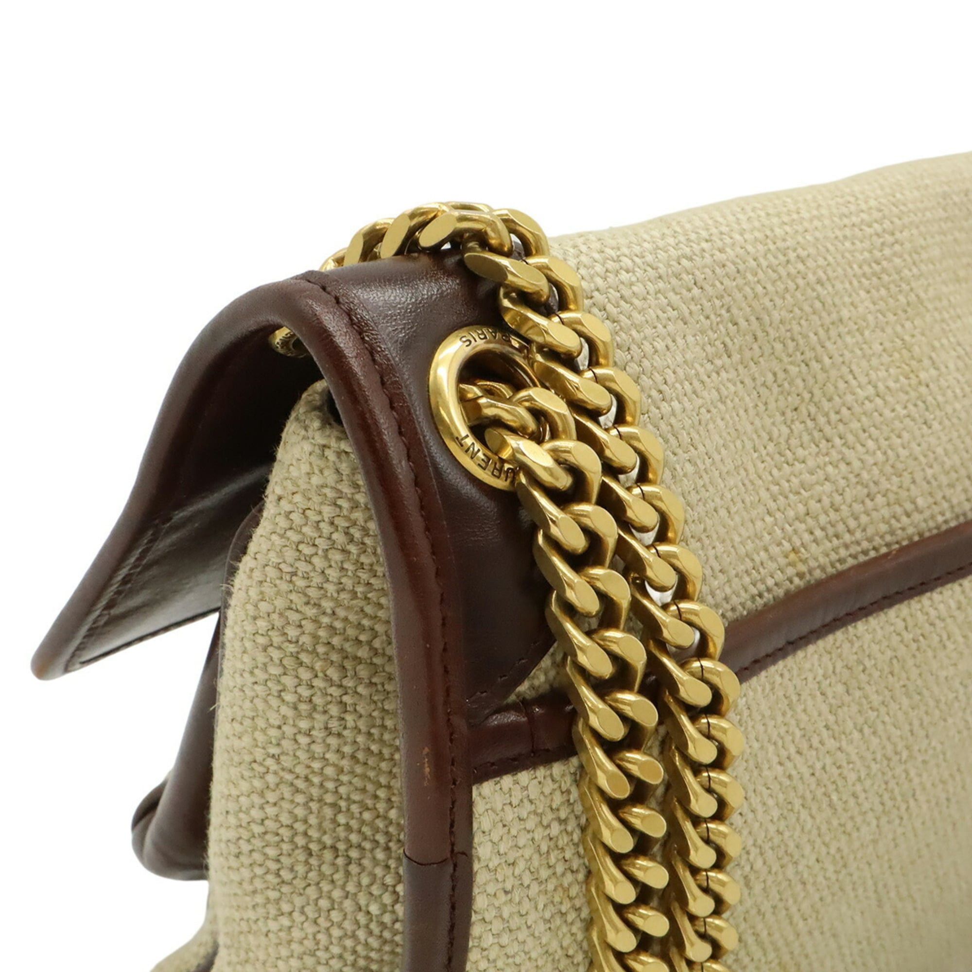 Yves Saint Laurent Yves Saint Laurent SAINT LAURENT PARIS YSL NIKI Medium Chain Shoulder Bag, Linen Canvas, Beige, 633150 Size ONE SIZE - 5 Thumbnail