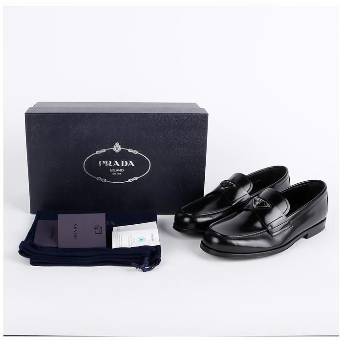 Prada Triangle Logo Brushed Leather Loafer Size US 7 / EU 40 - 15 Thumbnail