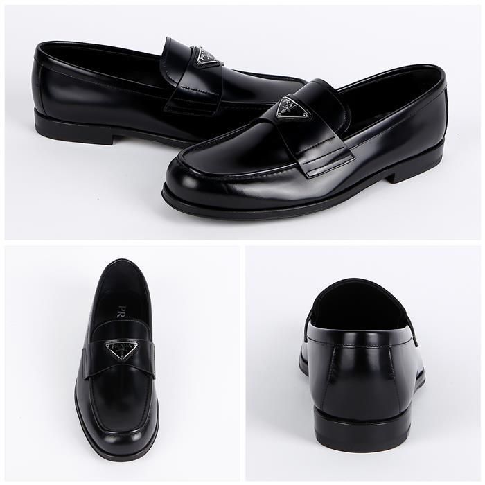 Prada Triangle Logo Brushed Leather Loafer Size US 7 / EU 40 - 2 Thumbnail