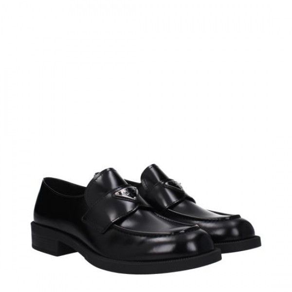 Prada Triangle Logo Brushed Leather Loafers Size US 7.5 / EU 40-41 - 5 Thumbnail