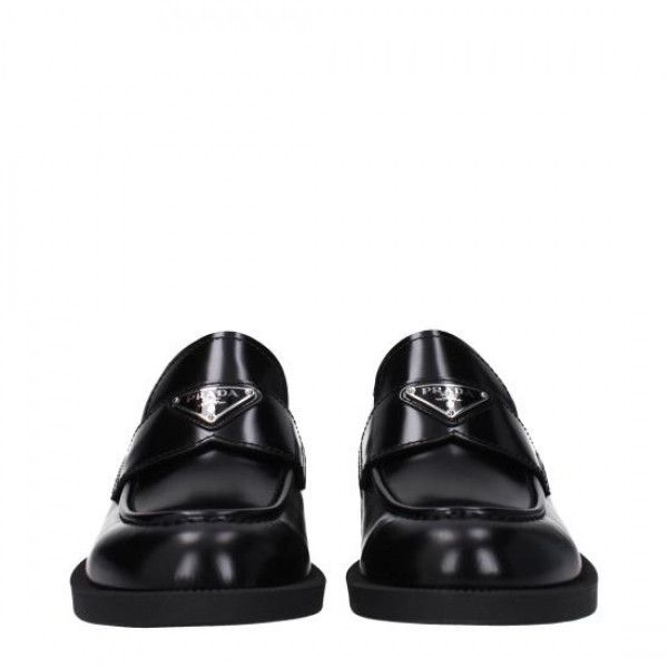 Prada Triangle Logo Brushed Leather Loafers Size US 7.5 / EU 40-41 - 6 Thumbnail