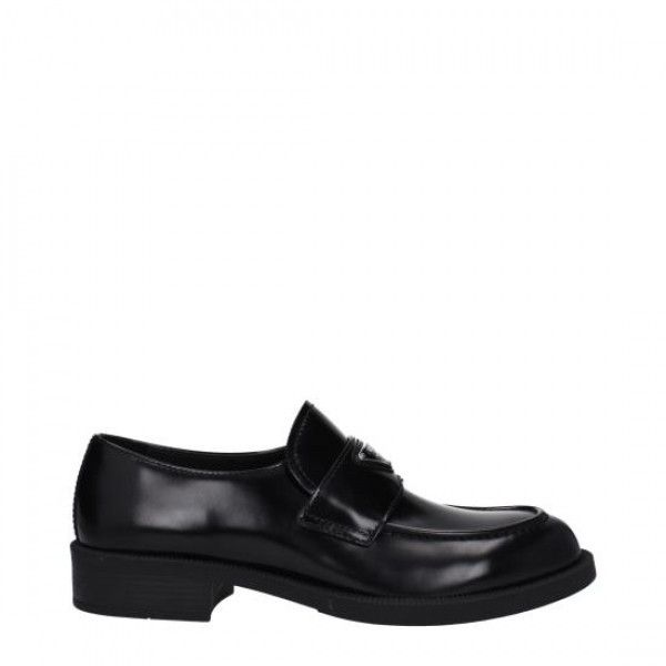 Prada Triangle Logo Brushed Leather Loafers Size US 7.5 / EU 40-41 - 4 Thumbnail