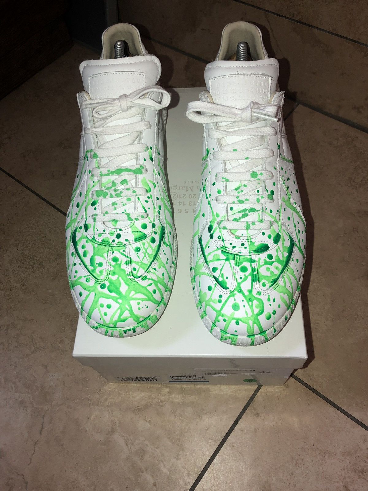 最新発見 Maison Green Splatter Paint GAT Replica White 46 Margiela パンツ