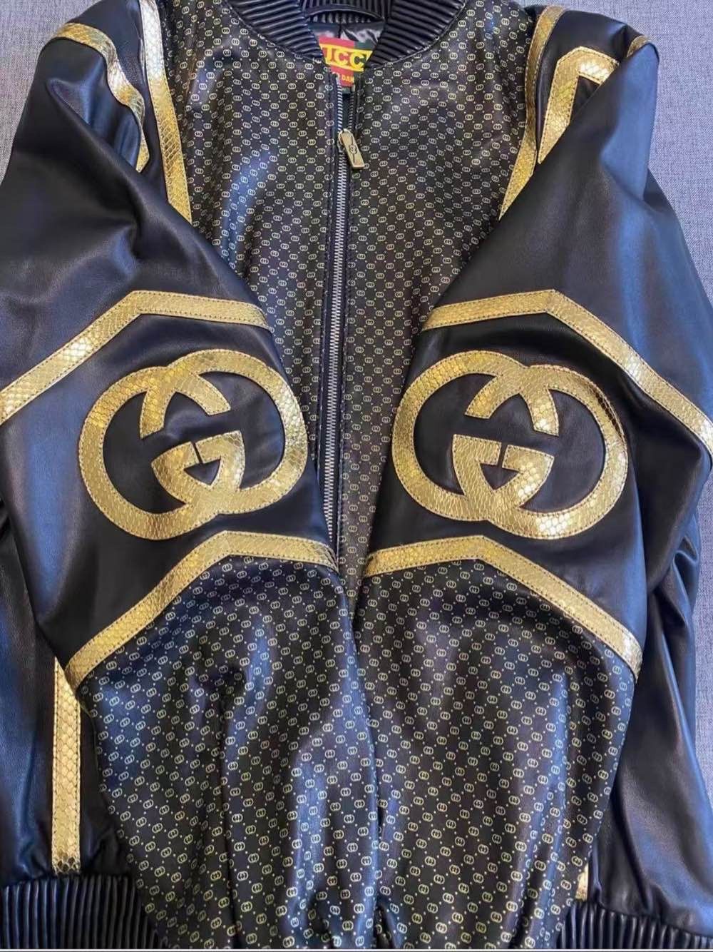 Gucci Gucci x Dapper Dan Leather Bomber Jacket Size M Size US M / EU 48-50 / 2 - 8 Thumbnail