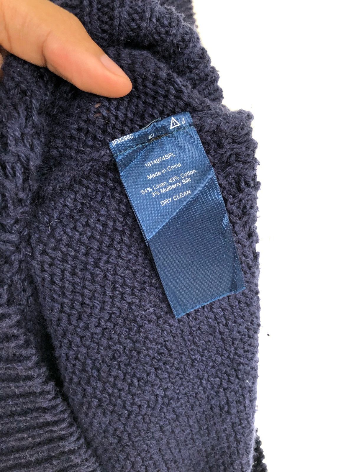 Polo Ralph Lauren Polo RL USA Flag Navy Linen Blend High Neck Hand Knitted Size US M / EU 48-50 / 2 - 9 Thumbnail