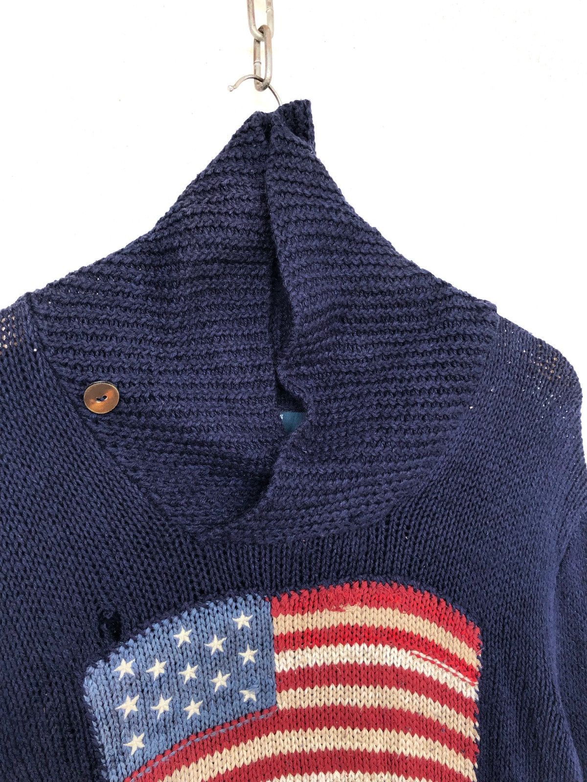 Polo Ralph Lauren Polo RL USA Flag Navy Linen Blend High Neck Hand Knitted Size US M / EU 48-50 / 2 - 5 Thumbnail