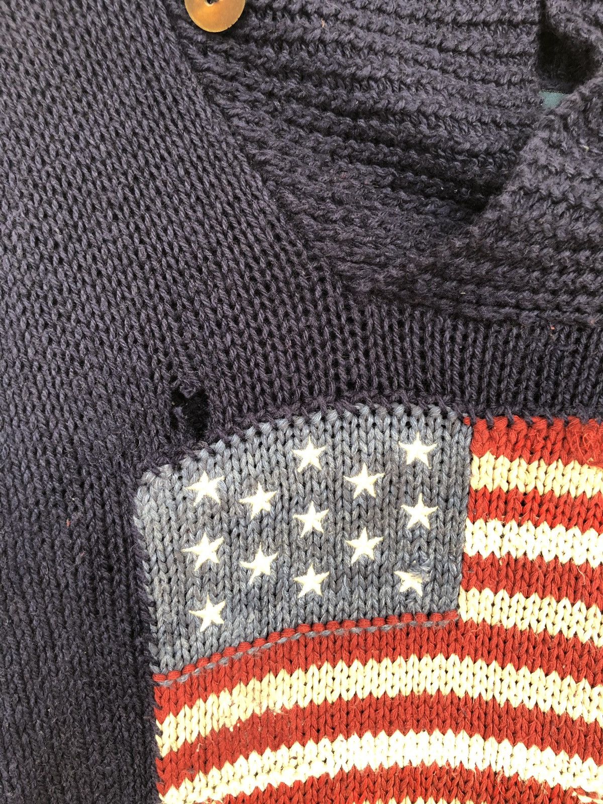 Polo Ralph Lauren Polo RL USA Flag Navy Linen Blend High Neck Hand Knitted Size US M / EU 48-50 / 2 - 10 Thumbnail