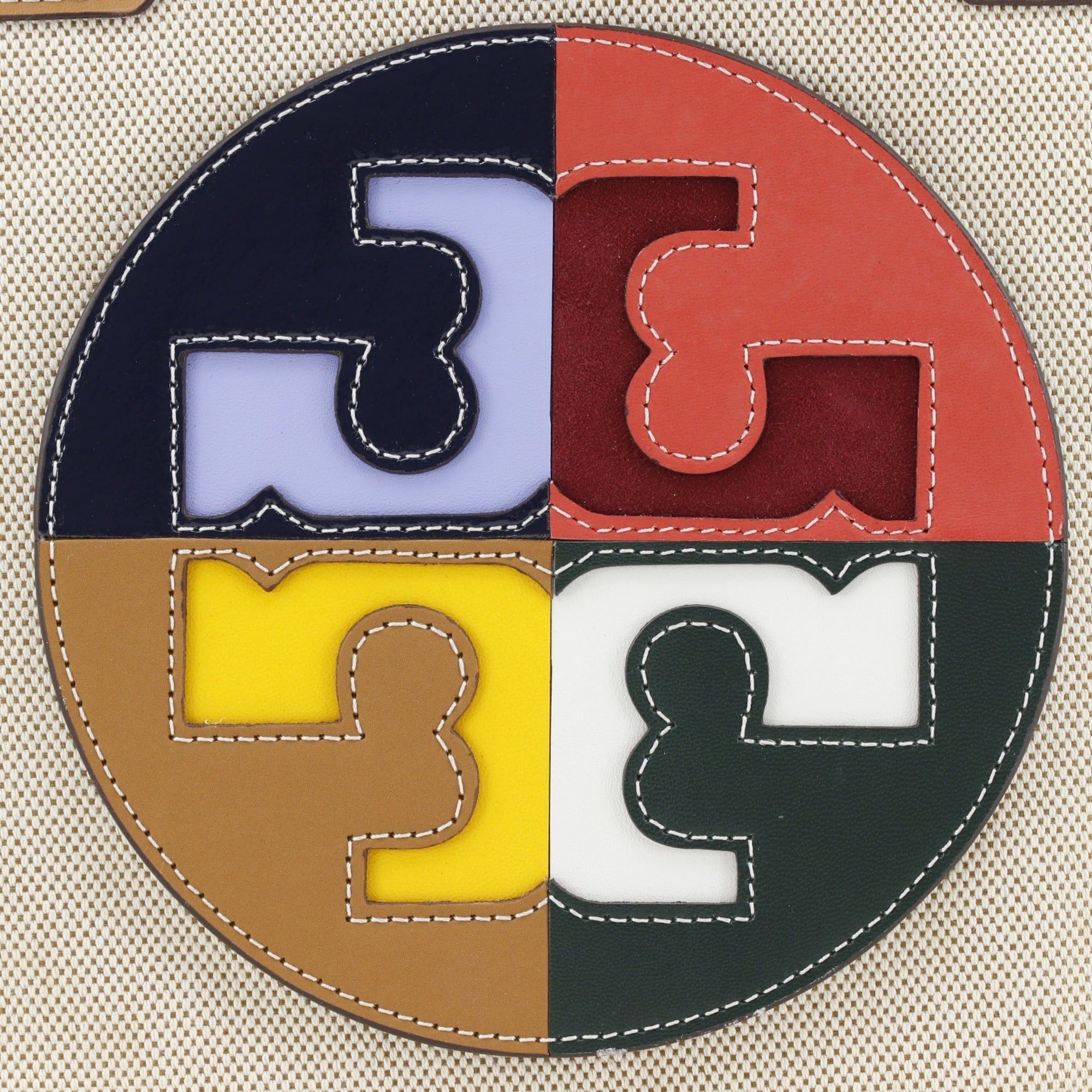 Tory Burch Tory Burch Ella Colorblock Logo Tote Bag, Canvas x Leather, Beige, A4 Size, Magnetic Closure, Women's. Size ONE SIZE - 16 Thumbnail