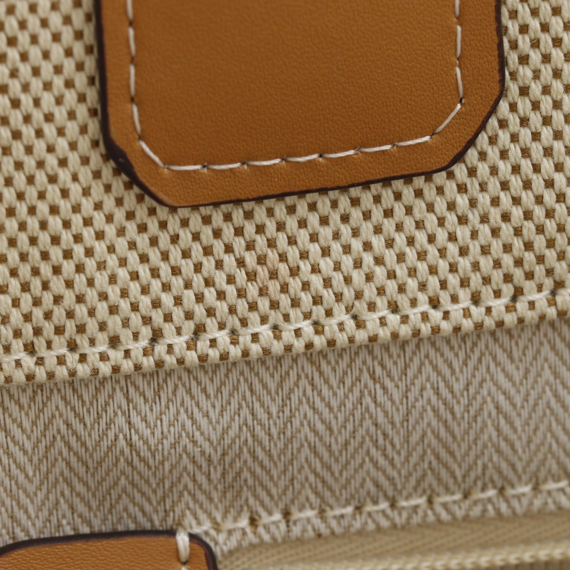 Tory Burch Tory Burch Ella Colorblock Logo Tote Bag, Canvas x Leather, Beige, A4 Size, Magnetic Closure, Women's. Size ONE SIZE - 12 Thumbnail