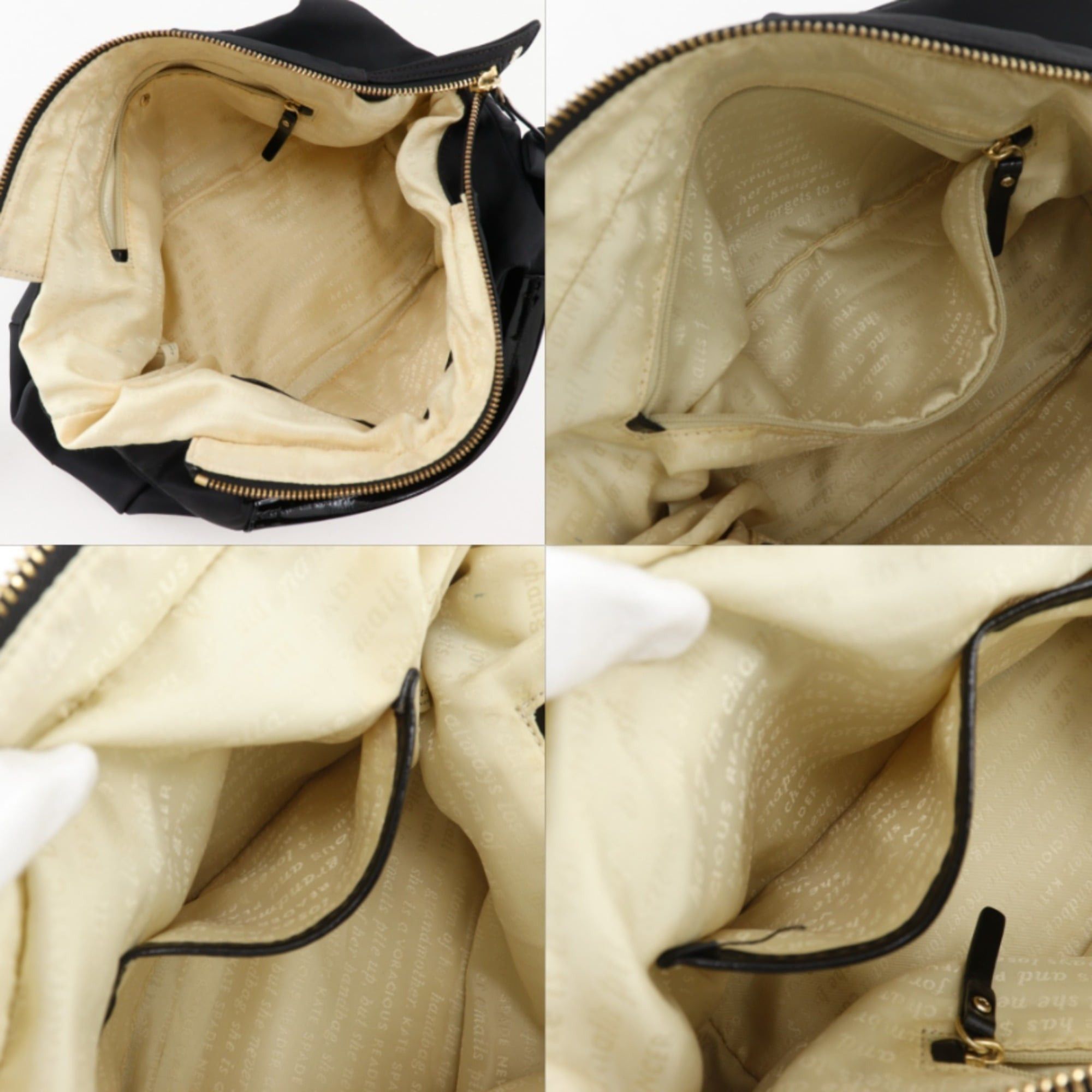 Kate Spade Kate Spade ribbon tote bag, nylon, black, A5 size, ribbon, women's. Size ONE SIZE - 6 Thumbnail