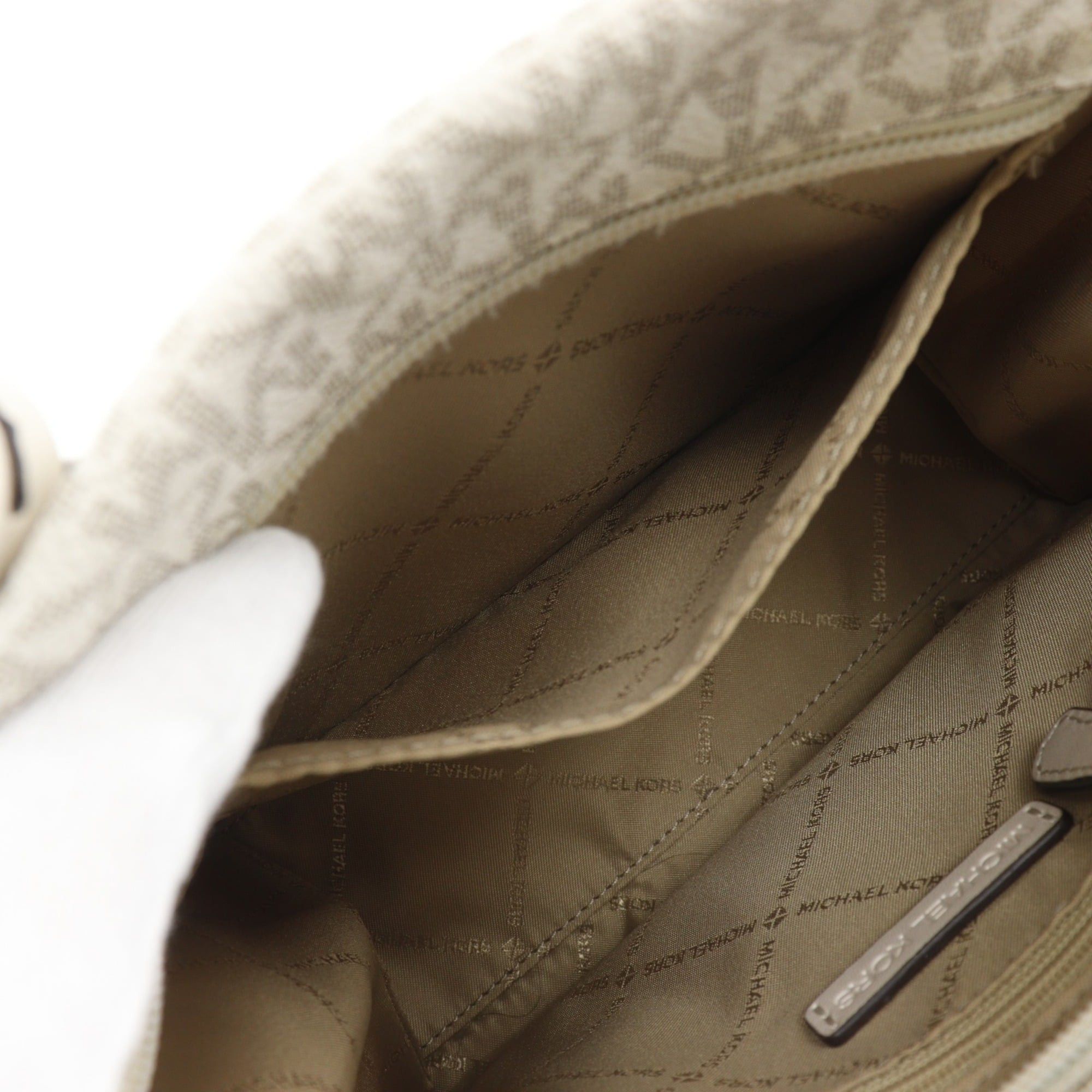 Michael Kors Michael Kors Mirela Small Handbag/Shoulder Bag (2-Way) Signature Pattern, 35F2G7ZC5B, PVC, White, 2-Way, Women's Size ONE SIZE - 8 Thumbnail