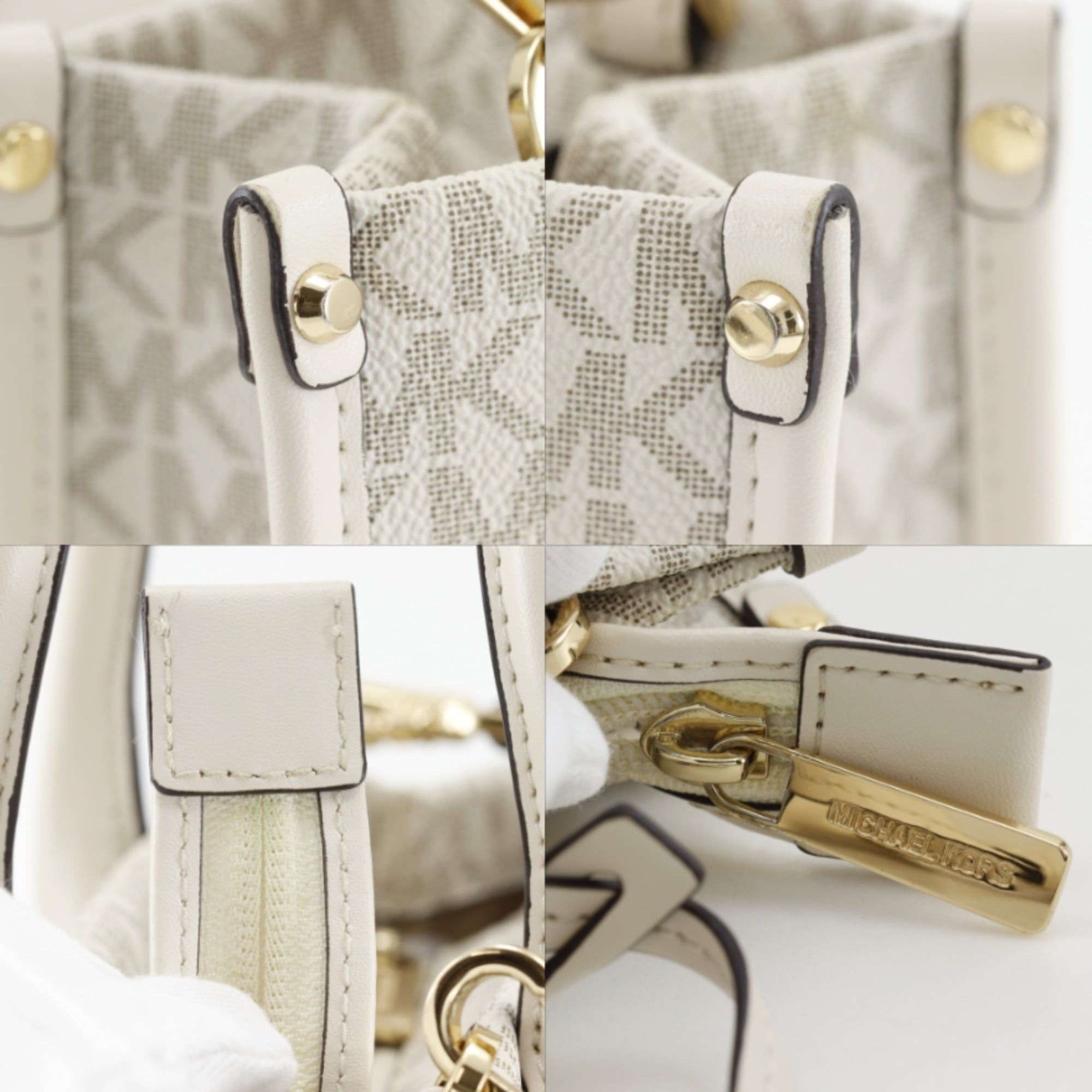 Michael Kors Michael Kors Mirela Small Handbag/Shoulder Bag (2-Way) Signature Pattern, 35F2G7ZC5B, PVC, White, 2-Way, Women's Size ONE SIZE - 11 Thumbnail