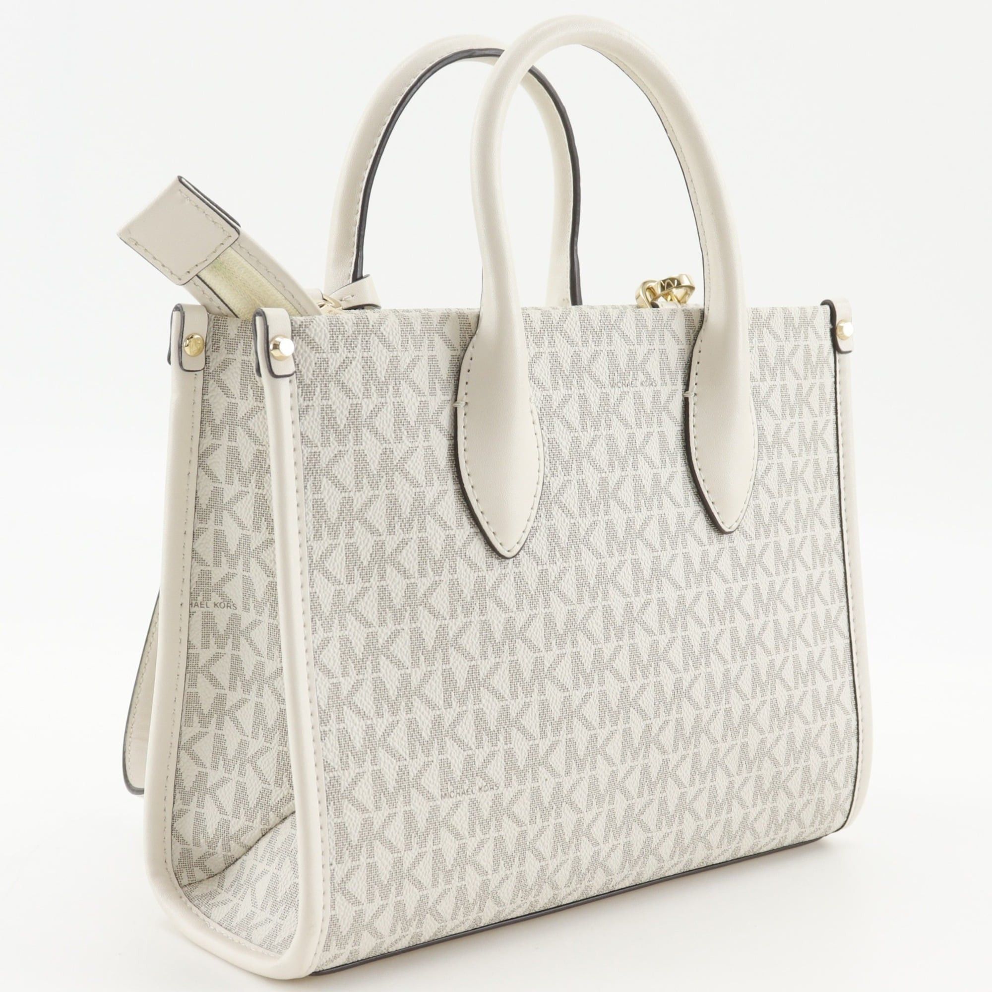 Michael Kors Michael Kors Mirela Small Handbag/Shoulder Bag (2-Way) Signature Pattern, 35F2G7ZC5B, PVC, White, 2-Way, Women's Size ONE SIZE - 3 Thumbnail
