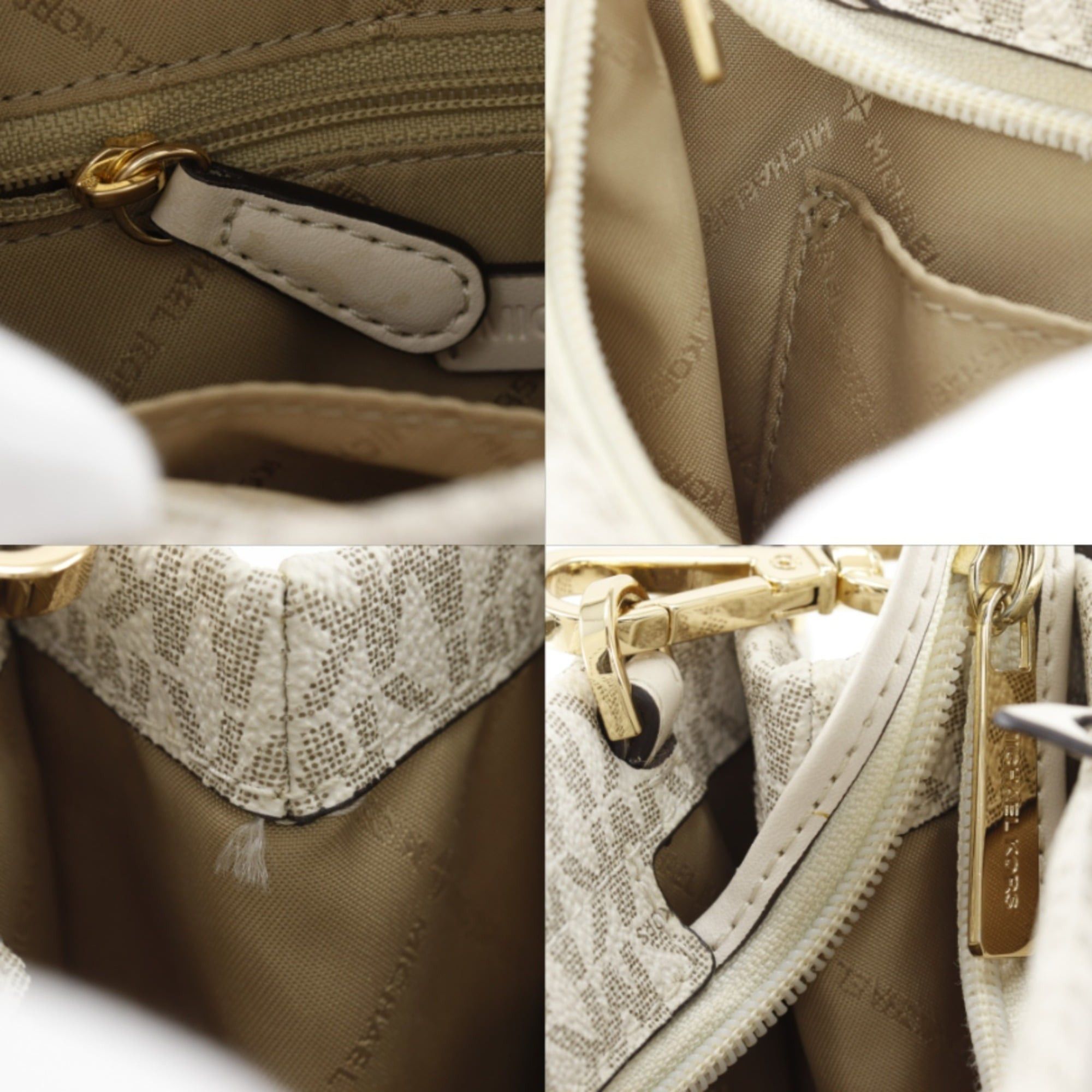 Michael Kors Michael Kors Mirela Small Handbag/Shoulder Bag (2-Way) Signature Pattern, 35F2G7ZC5B, PVC, White, 2-Way, Women's Size ONE SIZE - 9 Thumbnail