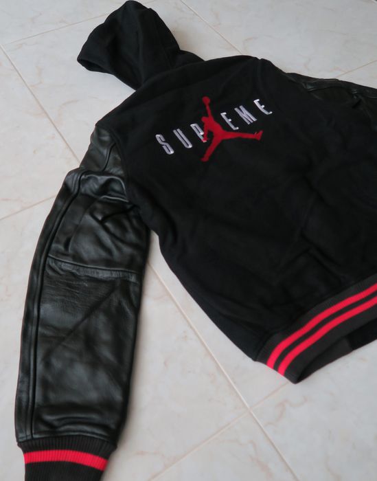 Supreme x Jordan Hooded Varsity Jacket 'Black