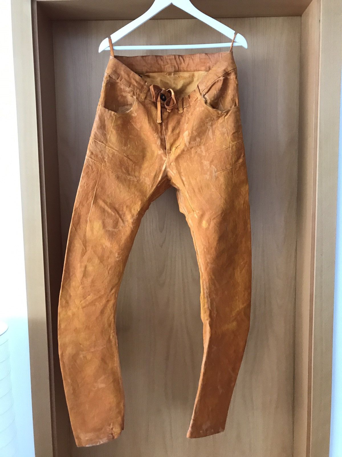 Boris Bidjan Saberi BBS waxed pressed pants Yellow vinyl Size US 34 / EU 50 - 1 Thumbnail