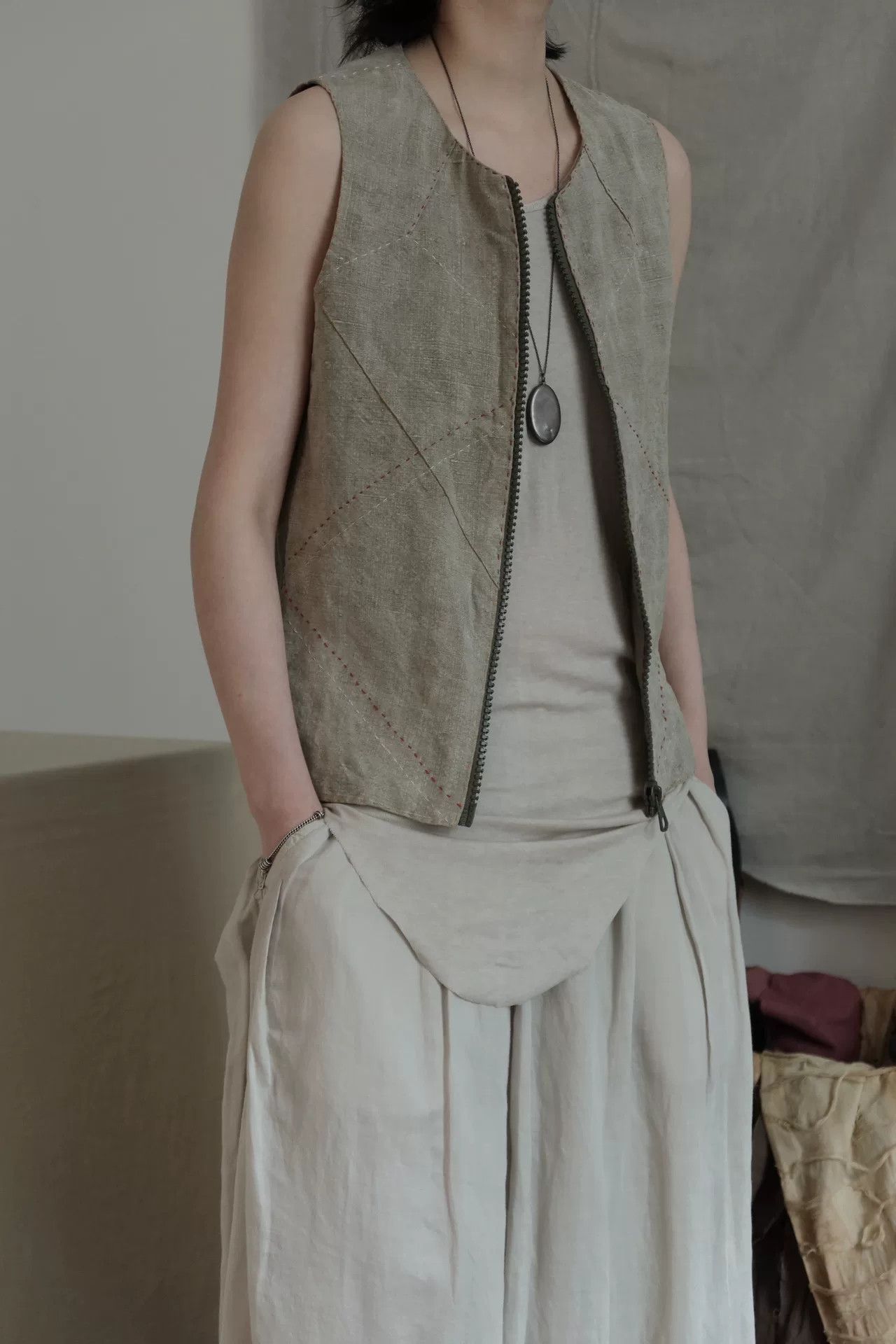 Casey Casey casey casey Vintage Patchwork Hand-sewn Vest Size M / US 6-8 / IT 42-44 - 4 Thumbnail