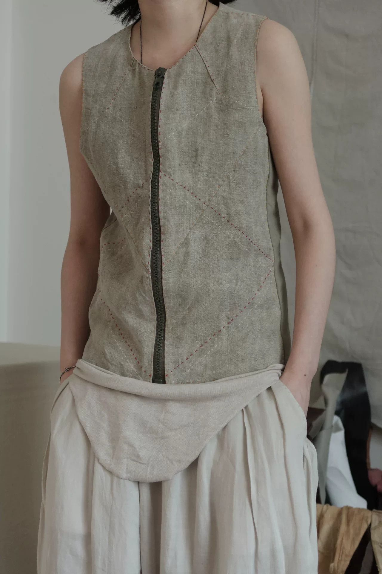 Casey Casey casey casey Vintage Patchwork Hand-sewn Vest Size M / US 6-8 / IT 42-44 - 3 Thumbnail