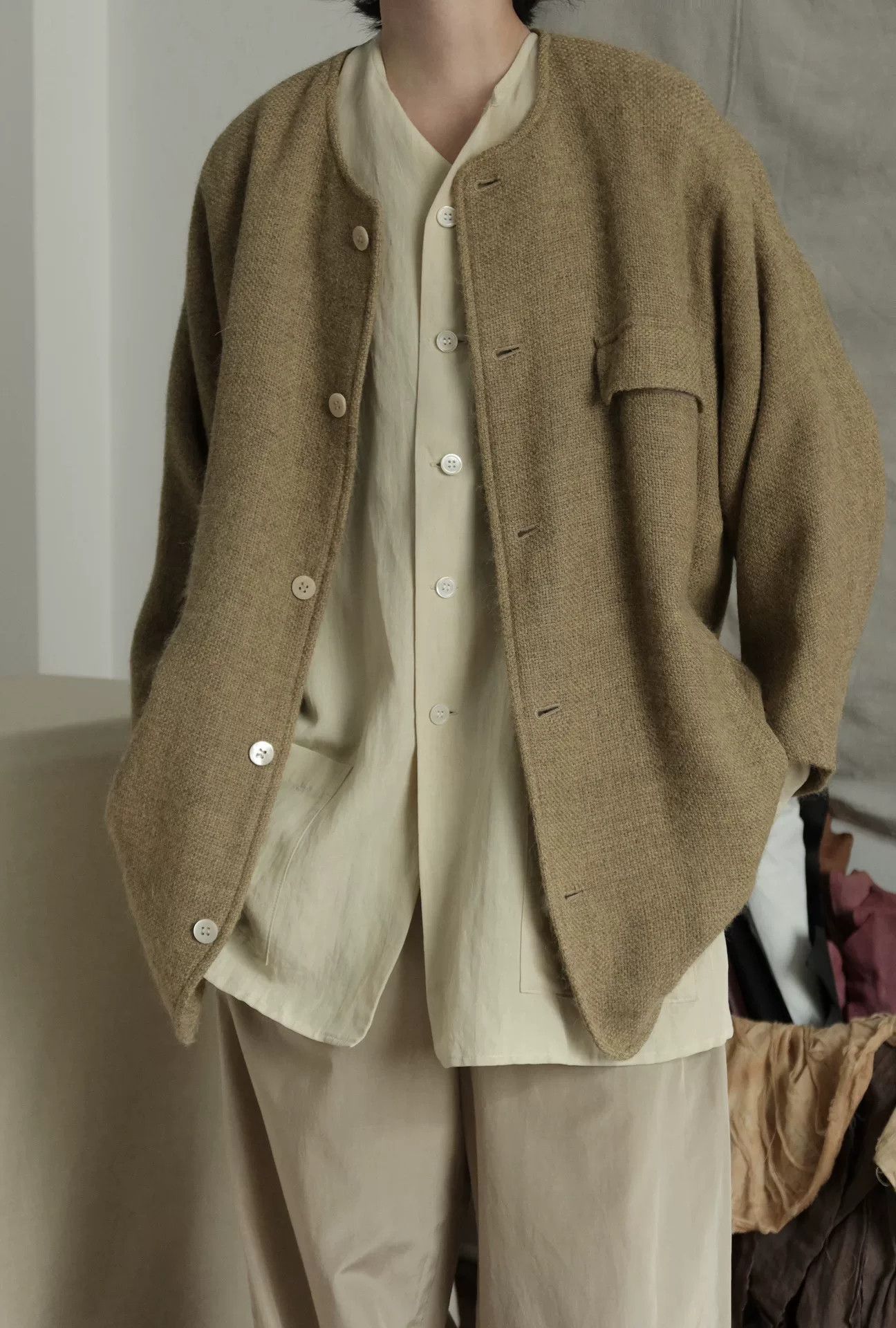 Jurgi Persoons Jurgen Lehl Woven Wool Japanese Coat Size US M / EU 48-50 / 2 - 2 Thumbnail