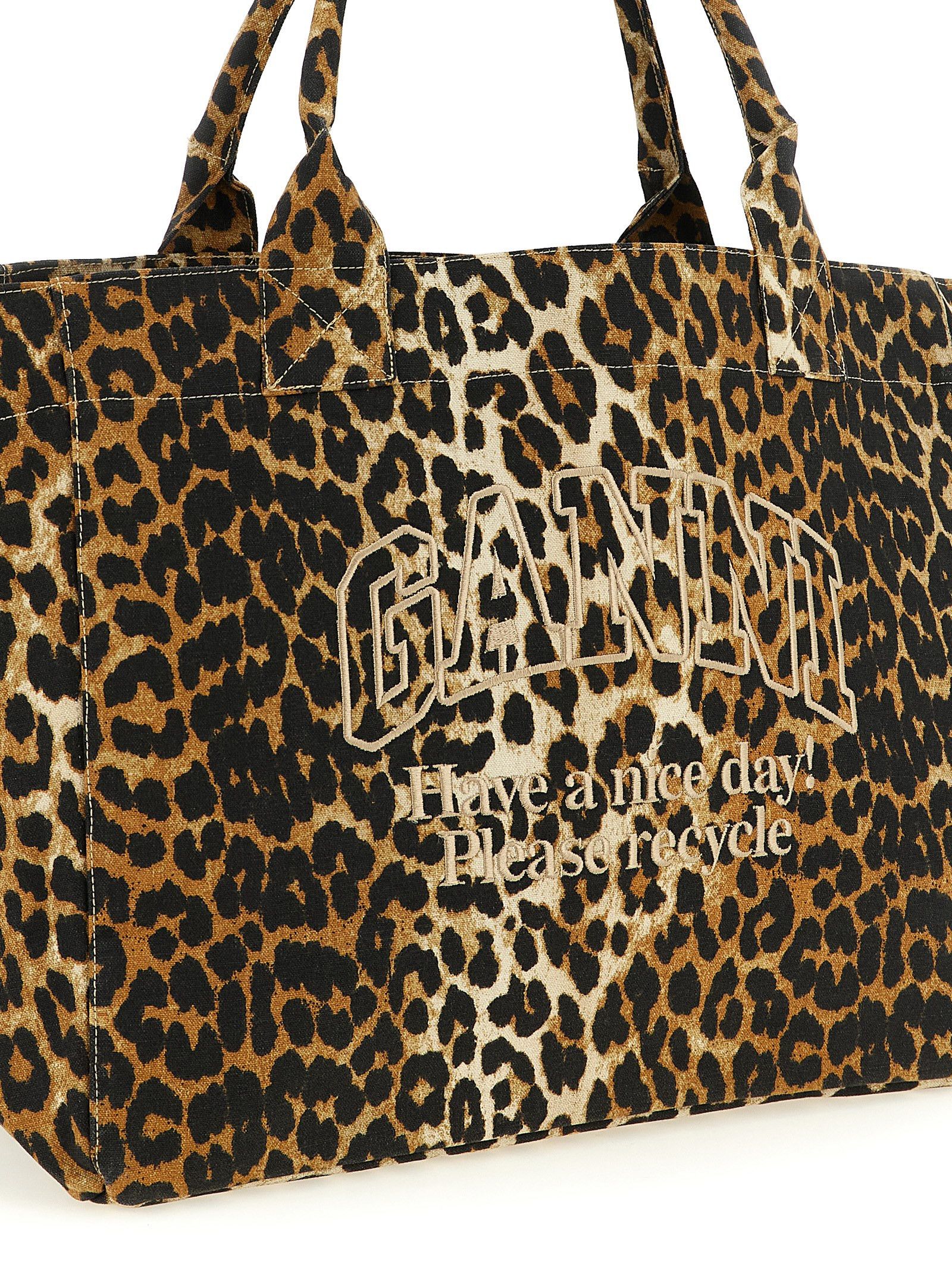 Ganni 'Leopard Xxl' Shopping Bag Size ONE SIZE - 3 Thumbnail