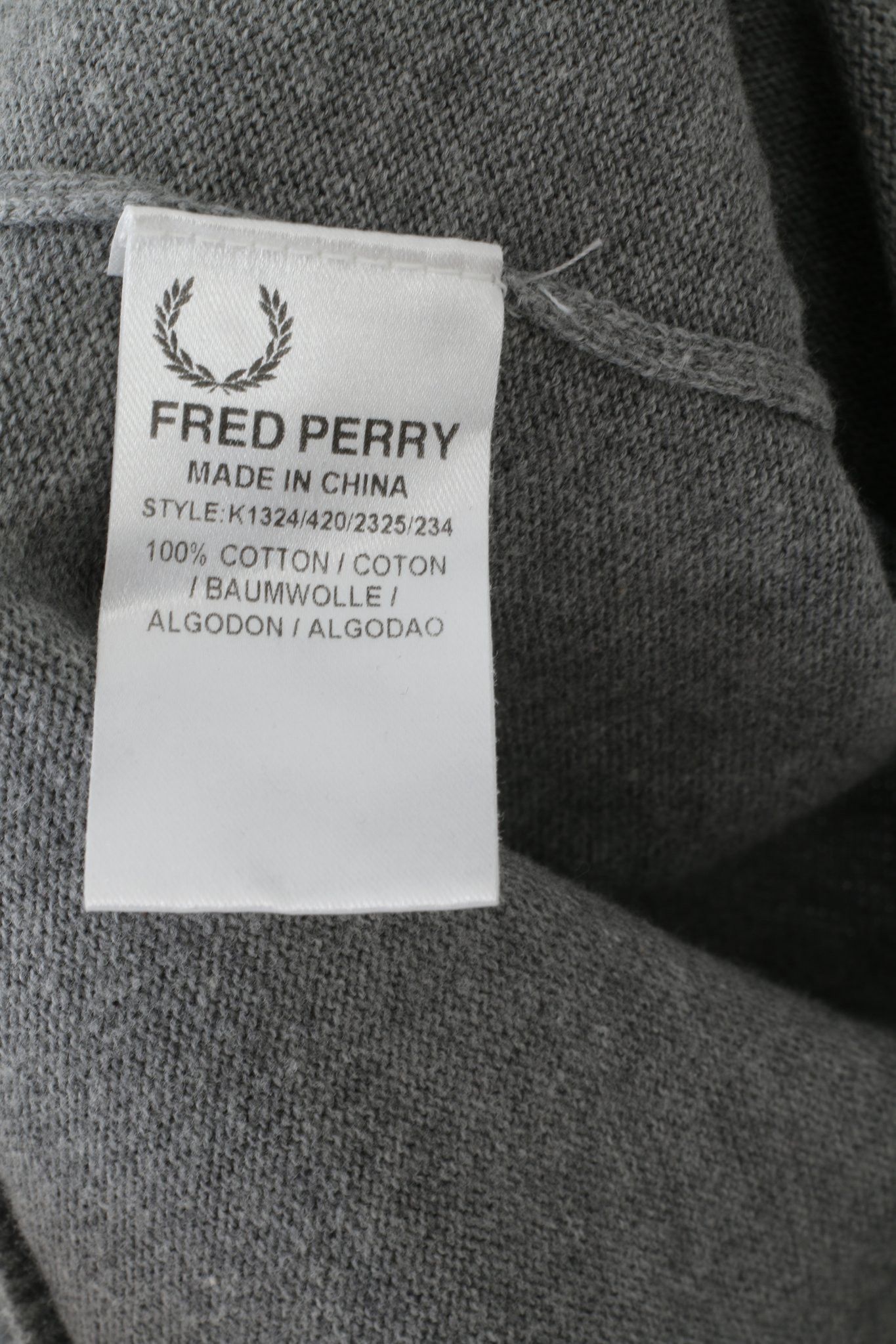 Fred Perry Fred Perry Mens S Jumper Grey Cotton V Neck Plain Sweater Size US S / EU 44-46 / 1 - 5 Thumbnail