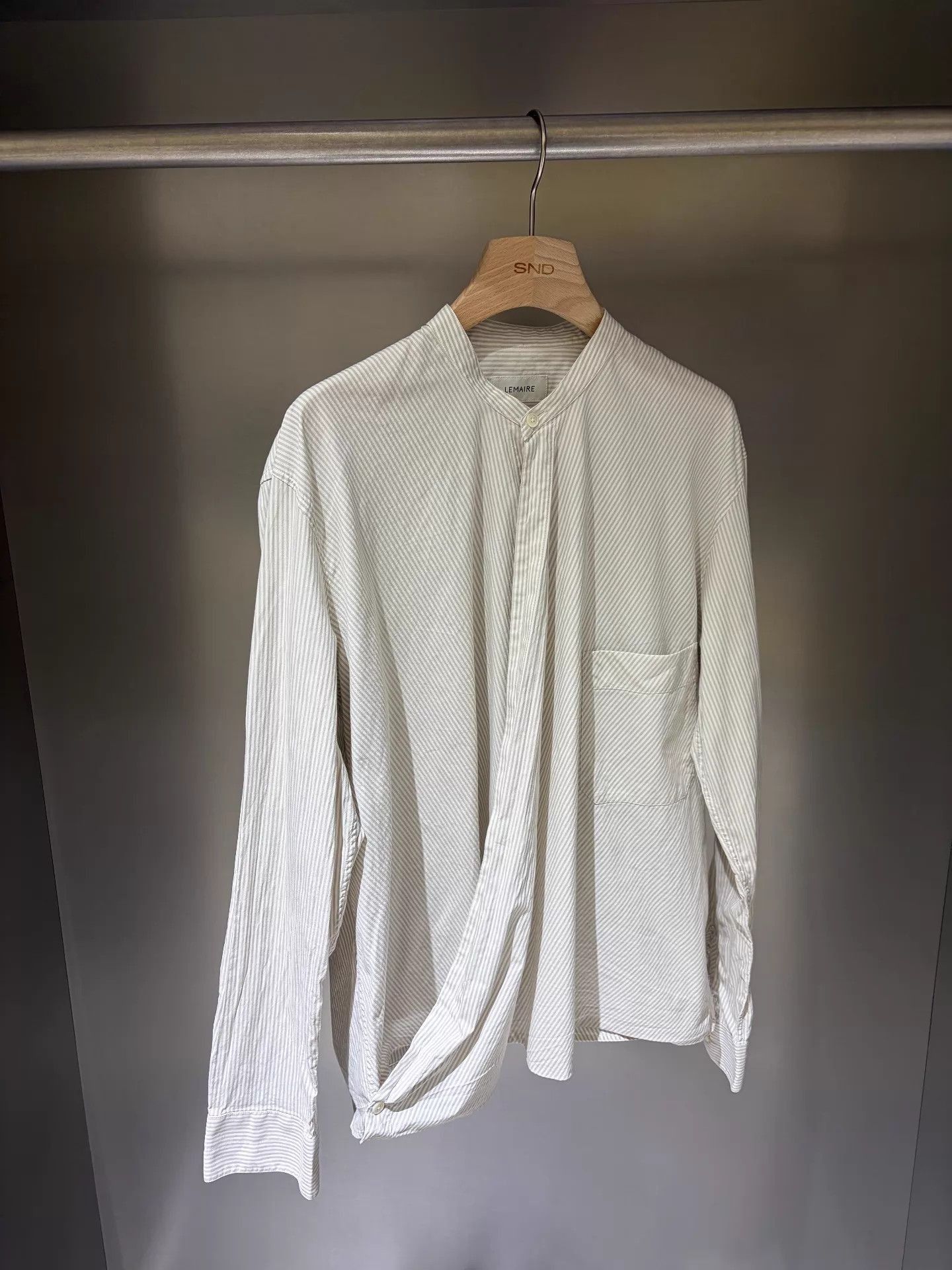 Lemaire Asymmetric Placket Stripe Shirt in Multi Size US XS / EU 42 / 0 - 3 Thumbnail