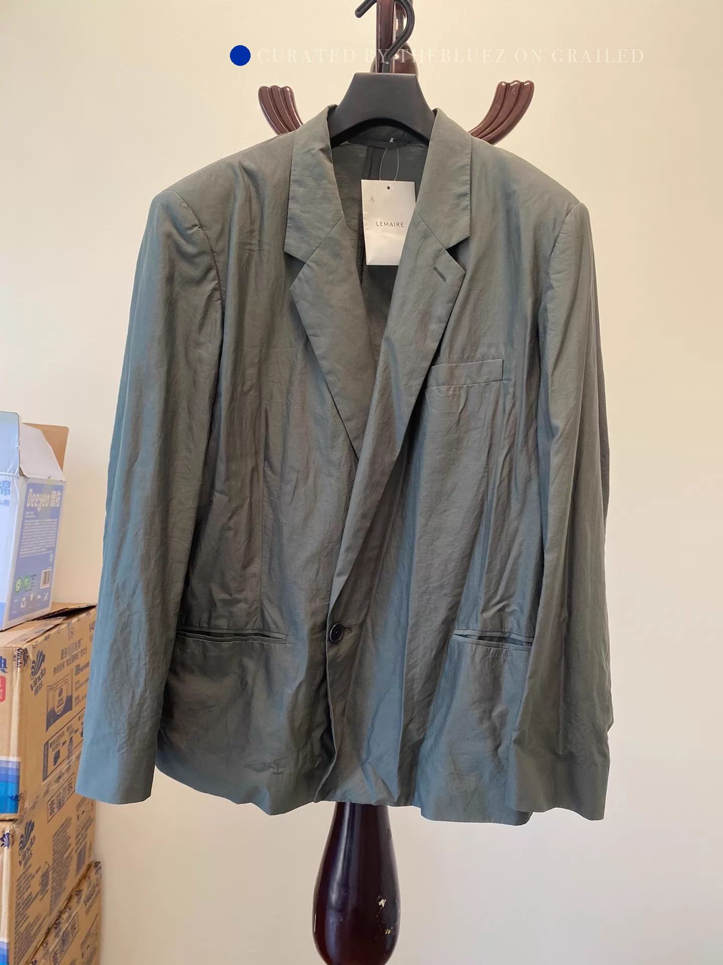 Lemaire Stylish Olive Green Blazer in Dry Silk Size US M / EU 48-50 / 2 - 2 Thumbnail