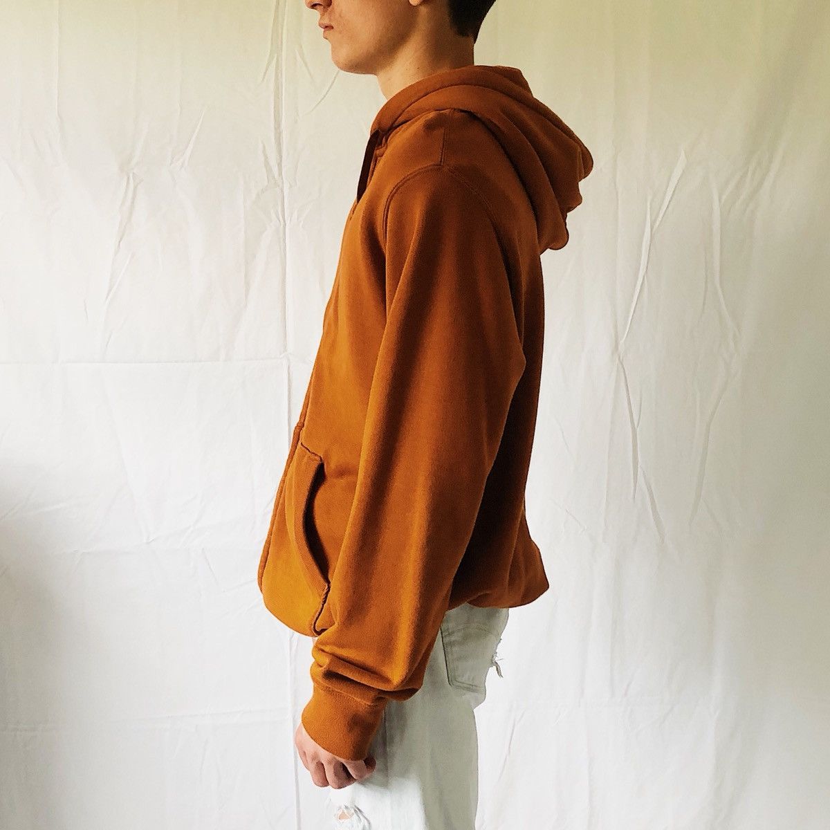 Uniqlo Burnt Orange Zip up Hoodie Grailed