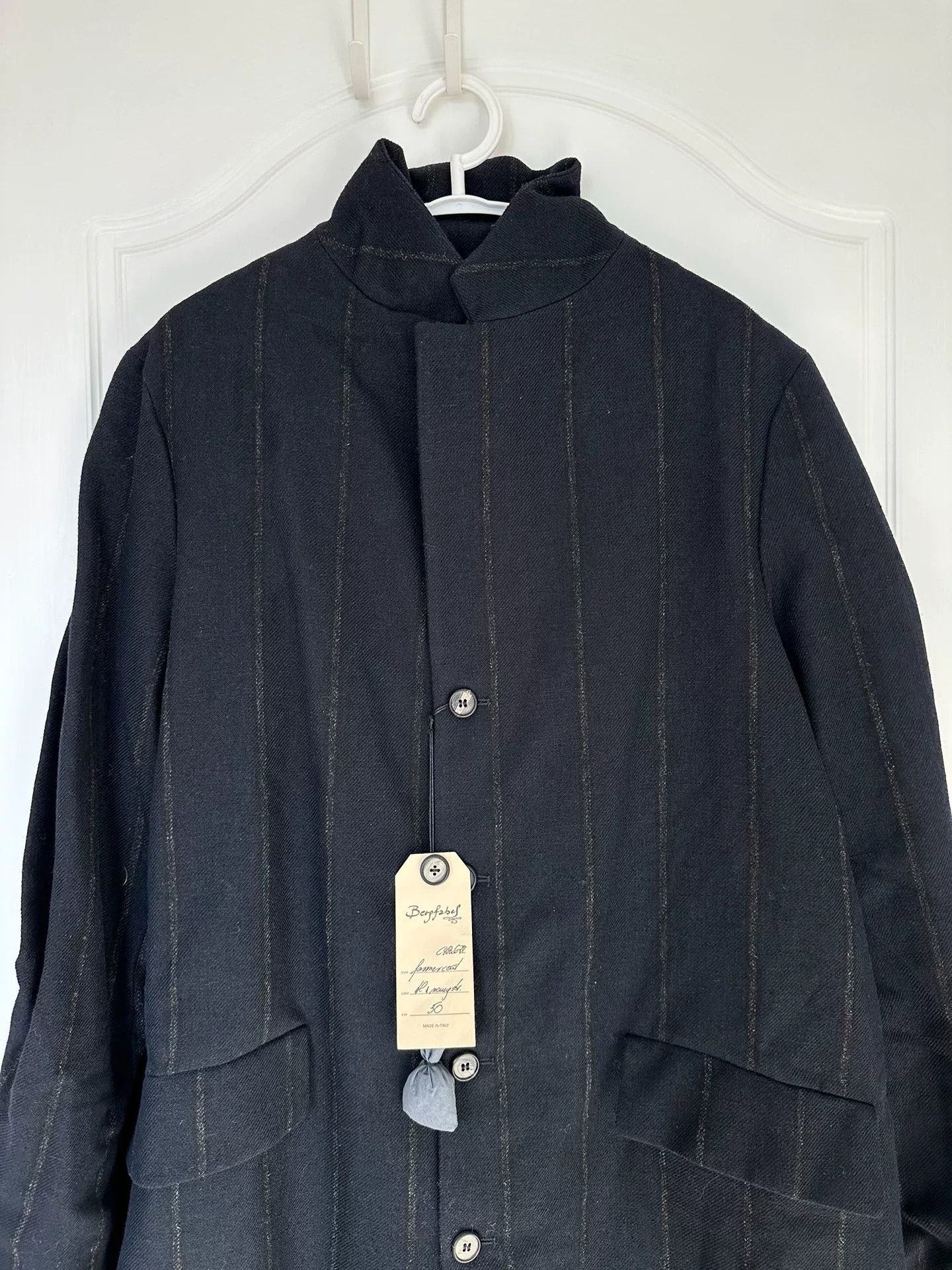 Bergfabel BERGFABEL Wool Coat Vertical Stripes Stand Collar Size US M / EU 48-50 / 2 - 3 Thumbnail