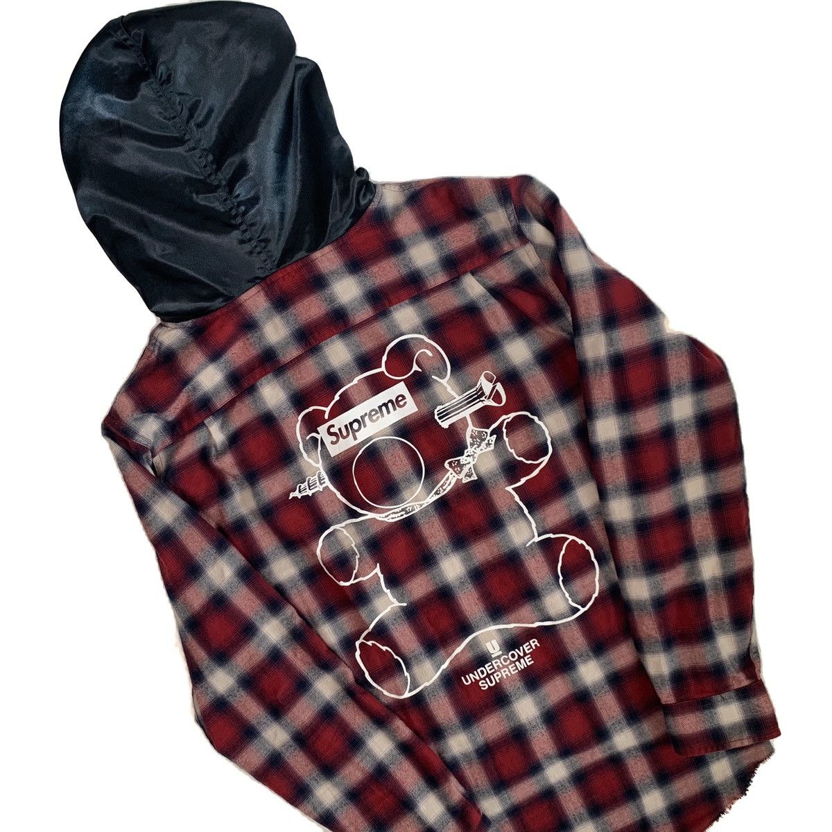 SS15 Supreme x Undercover satin hooded flannel shirt size XL