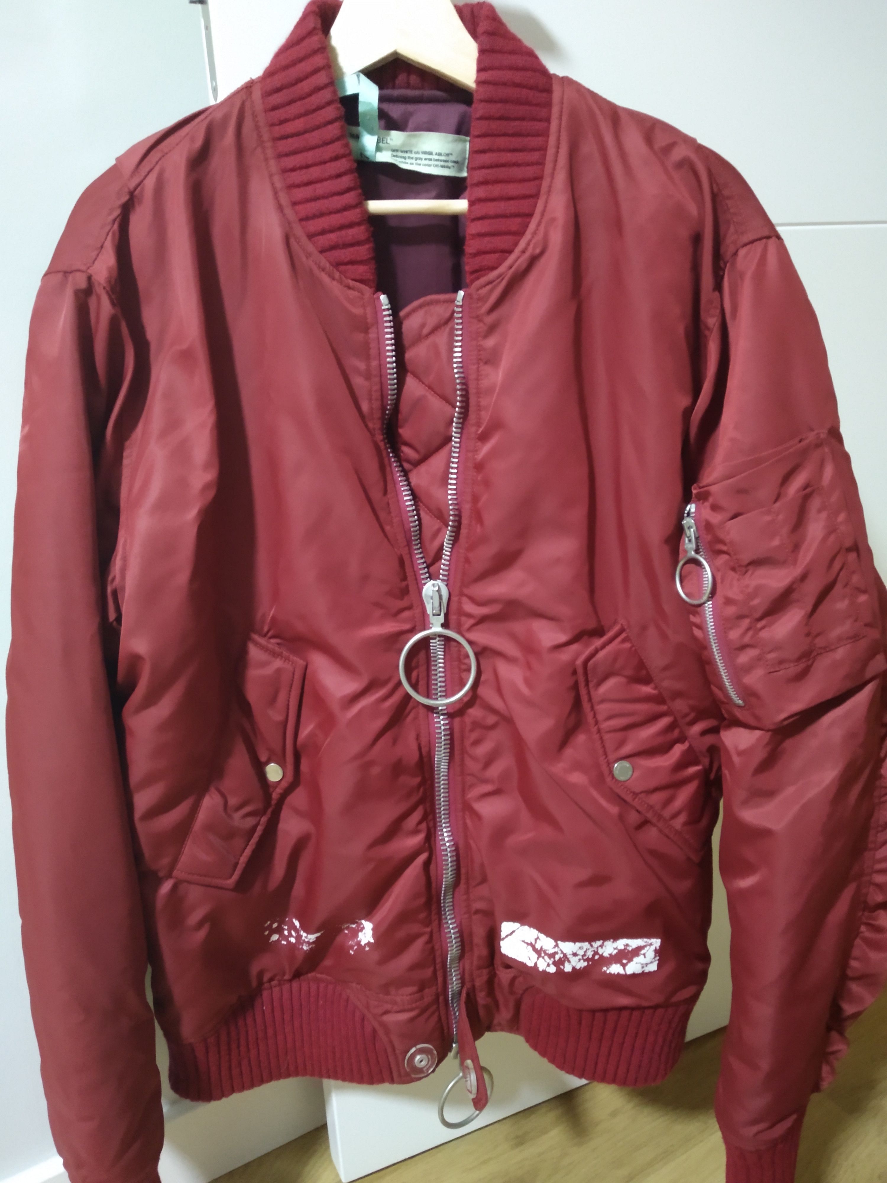 Off white bomber jacket red hotsell