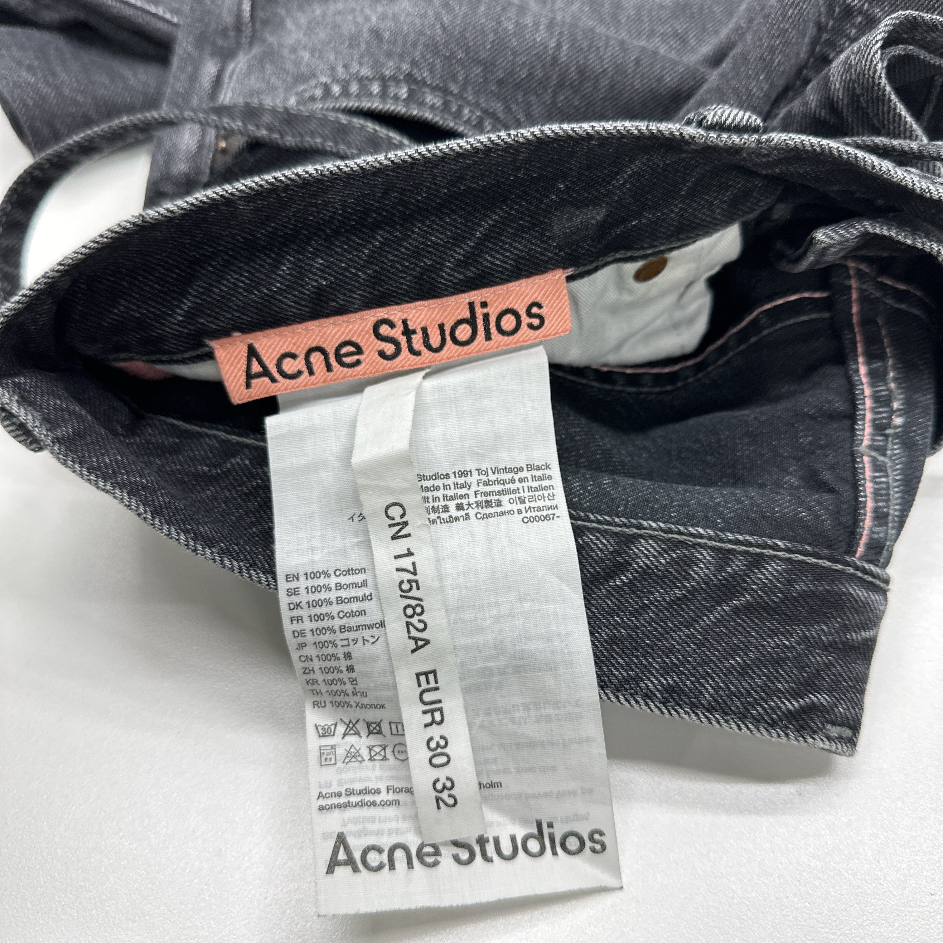 Acne Studios 1991 Toj Vintage Black Denim Jeans Size 30