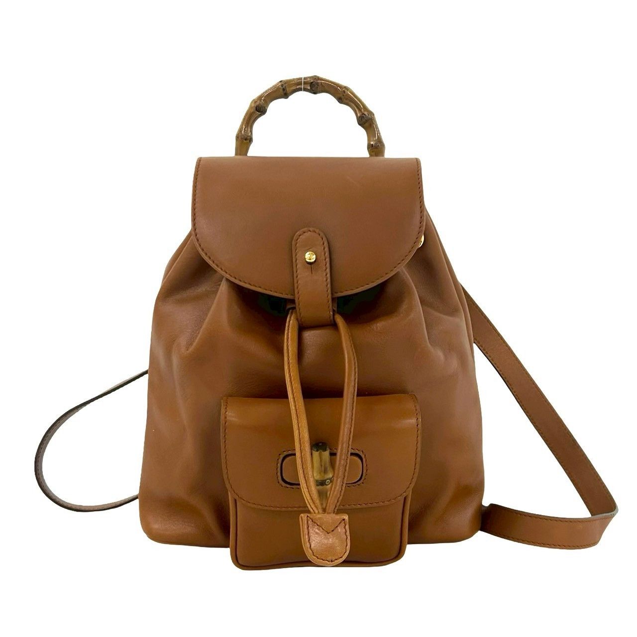 brown leather gucci backpack Bamboo Beige Large [Used] W9.3 x H11.8 x D5.1 Leather backpack