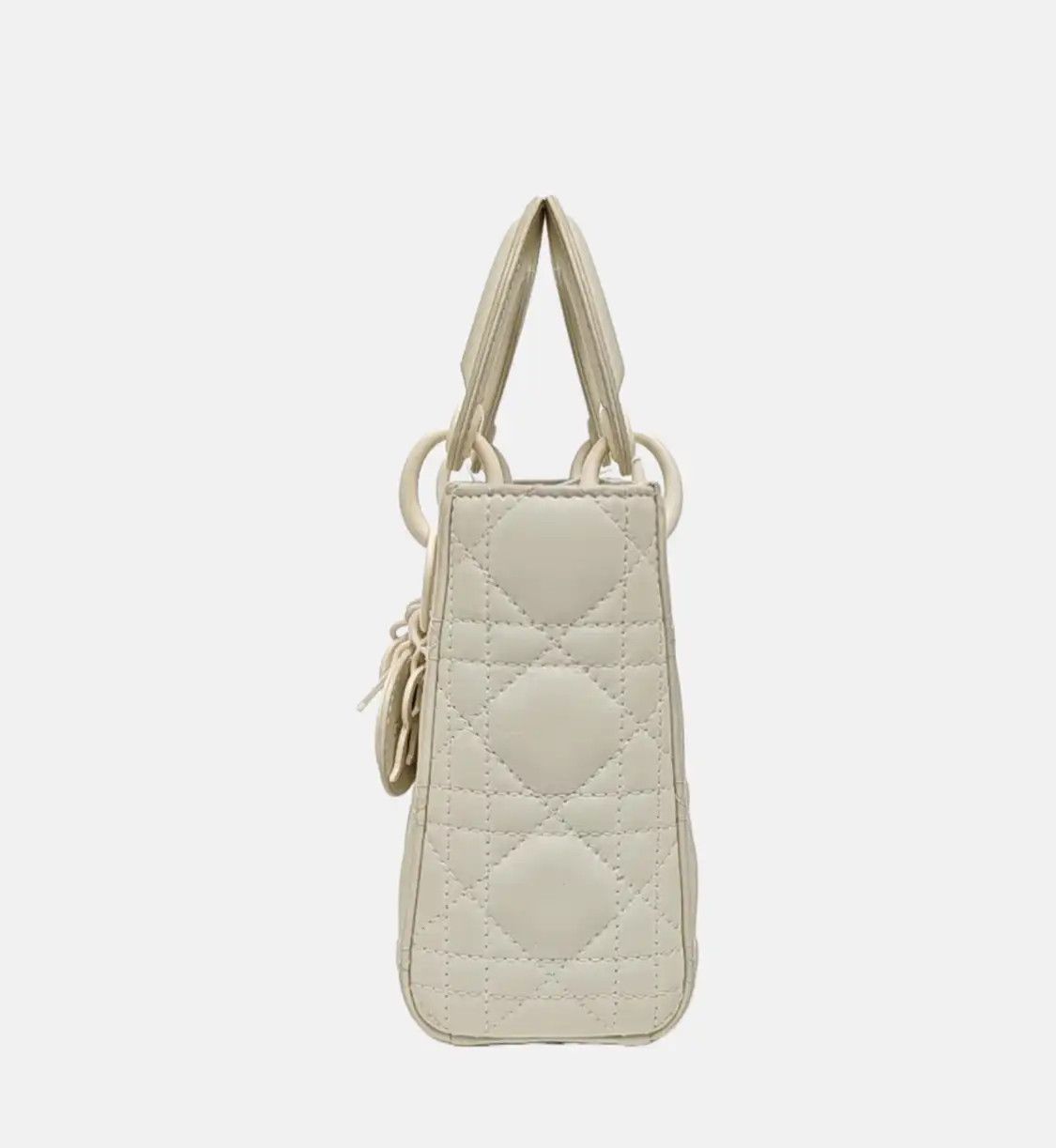 Dior DIOR Lady Dior mini white cowhide leather rattan plaid quilted Lady mini shoulde Size ONE SIZE - 3 Thumbnail