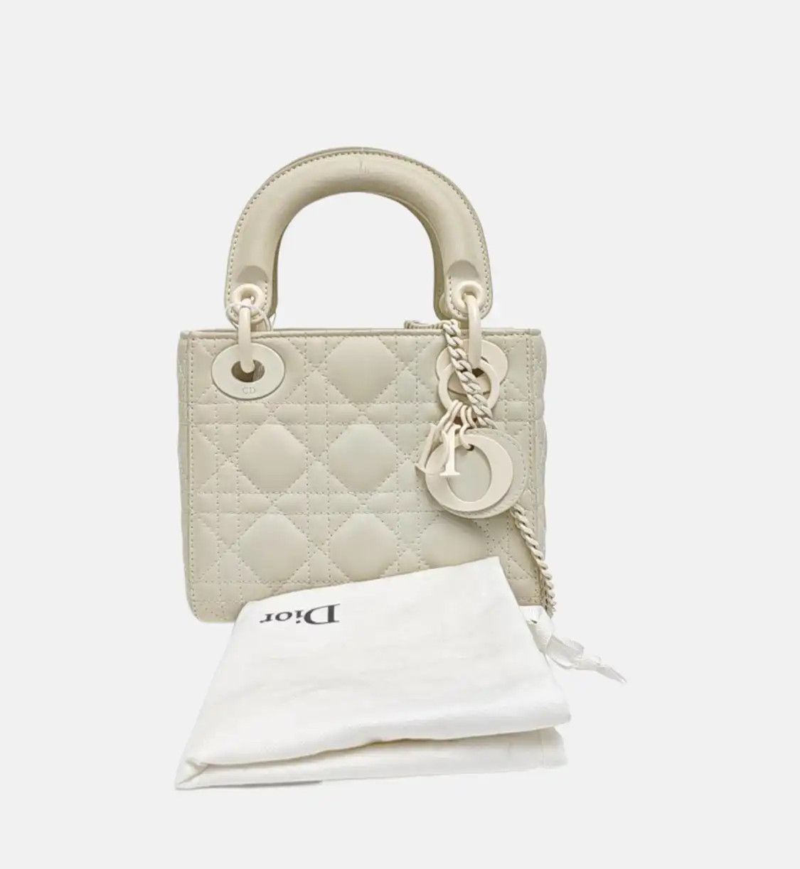 Dior DIOR Lady Dior mini white cowhide leather rattan plaid quilted Lady mini shoulde Size ONE SIZE - 6 Thumbnail