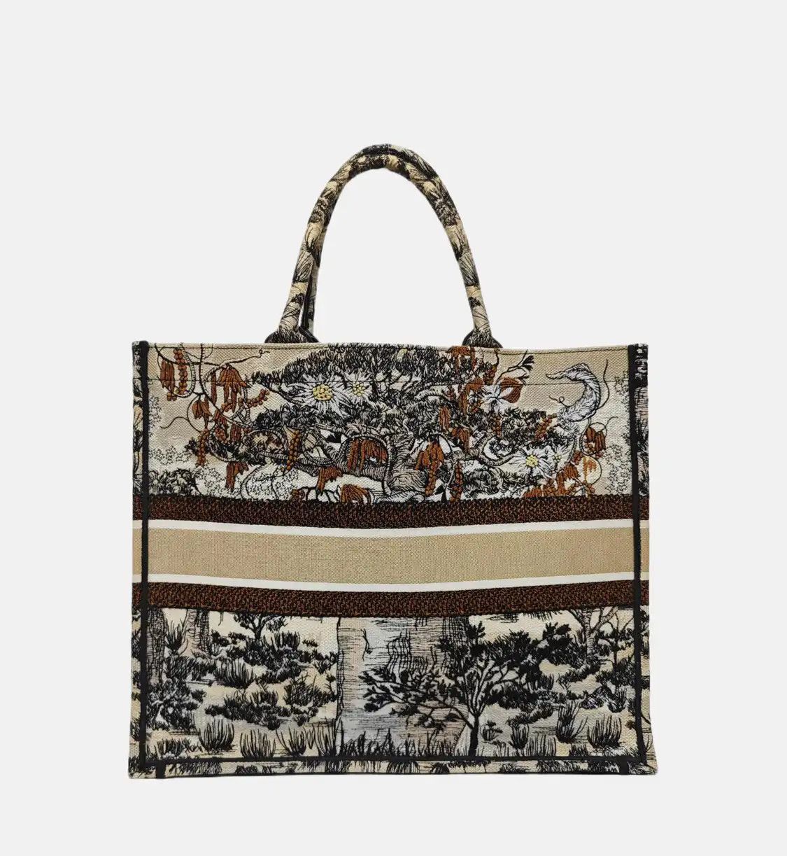 Dior DIOR Book Tote multi-color fabric embroidery print handbag Size ONE SIZE - 5 Thumbnail