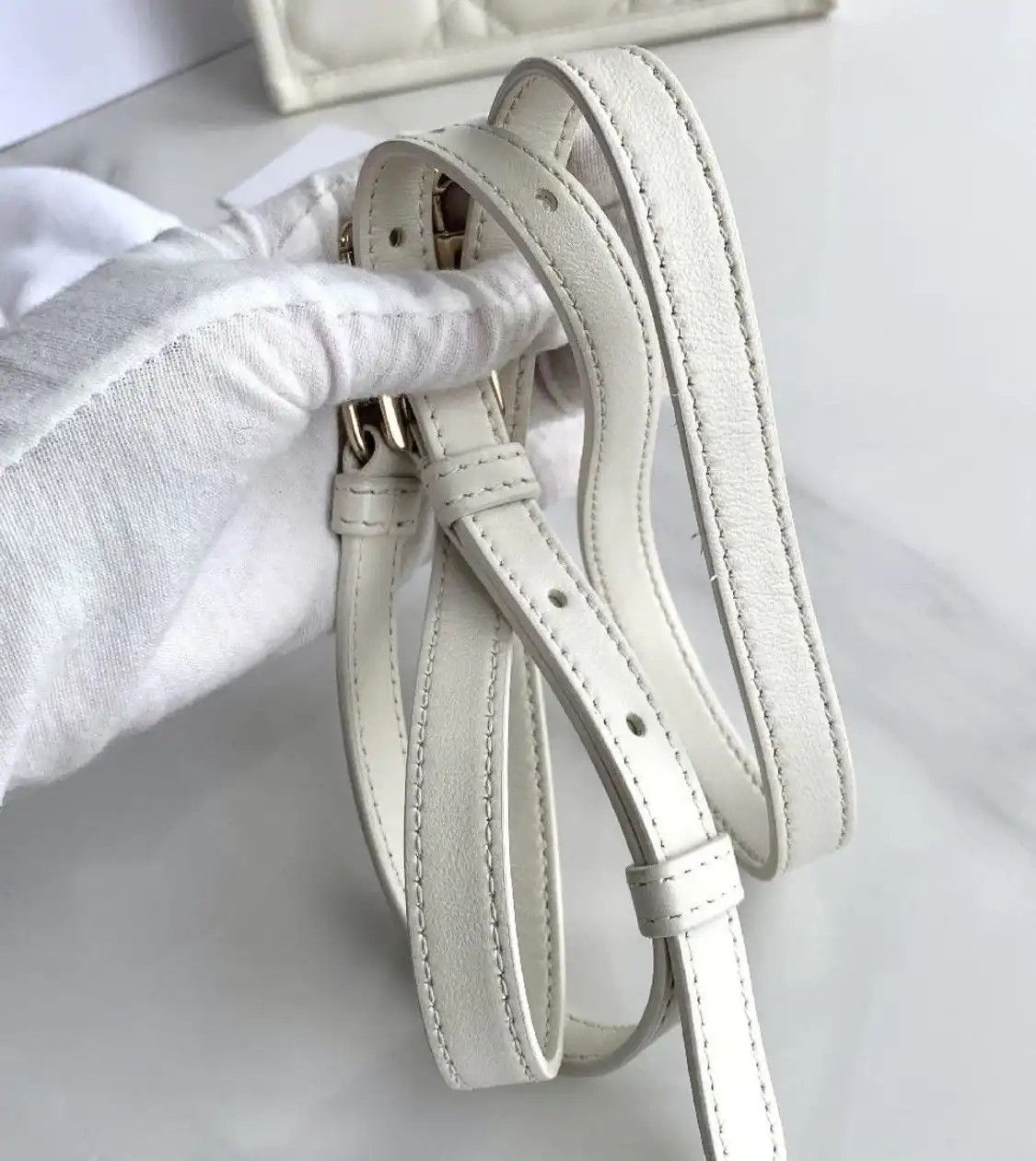 Dior DIOR Book Tote mini white cowhide leather rattan plaid quilted crossbody bag gol Size ONE SIZE - 7 Thumbnail