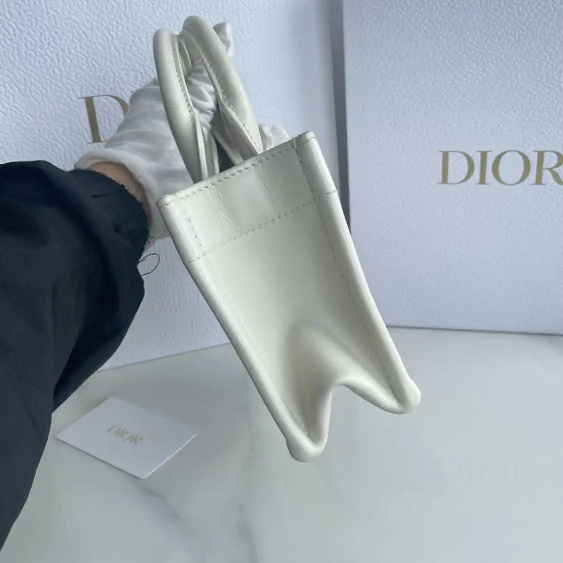Dior DIOR Book Tote mini white cowhide leather rattan plaid quilted crossbody bag gol Size ONE SIZE - 11 Thumbnail