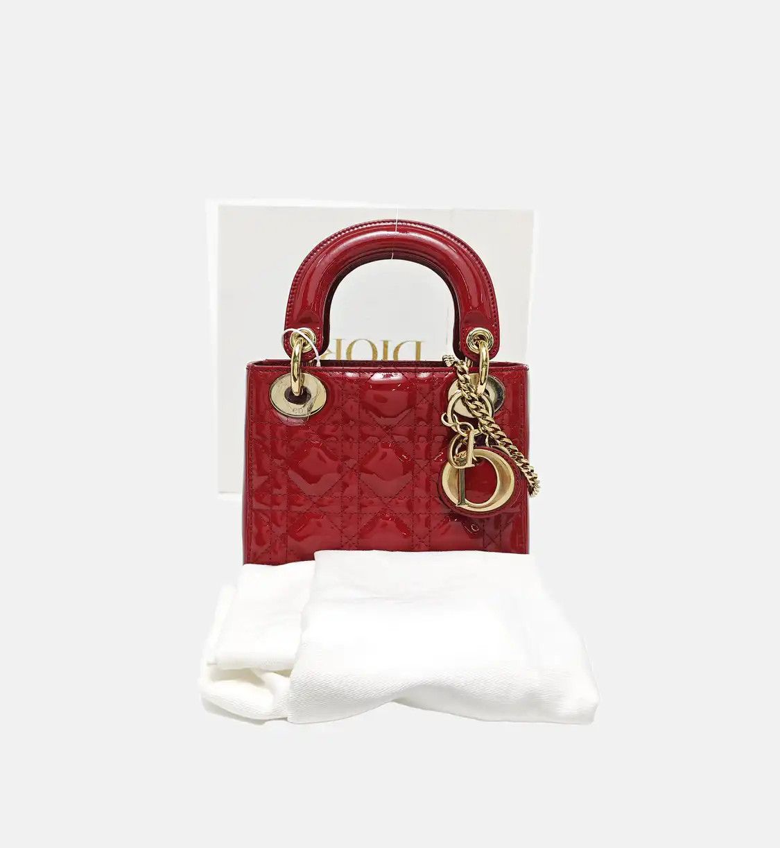 Dior DIOR Lady Dior mini red patent leather rattan plaid quilted Lady mini shoulder b Size ONE SIZE - 8 Thumbnail