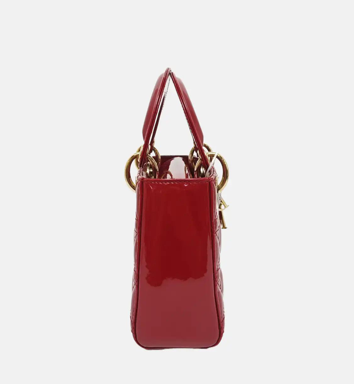 Dior DIOR Lady Dior mini red patent leather rattan plaid quilted Lady mini shoulder b Size ONE SIZE - 4 Thumbnail