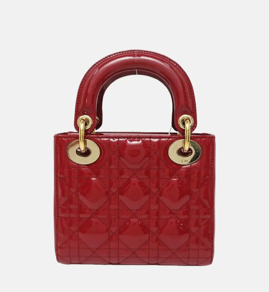 Dior DIOR Lady Dior mini red patent leather rattan plaid quilted Lady mini shoulder b Size ONE SIZE - 5 Thumbnail