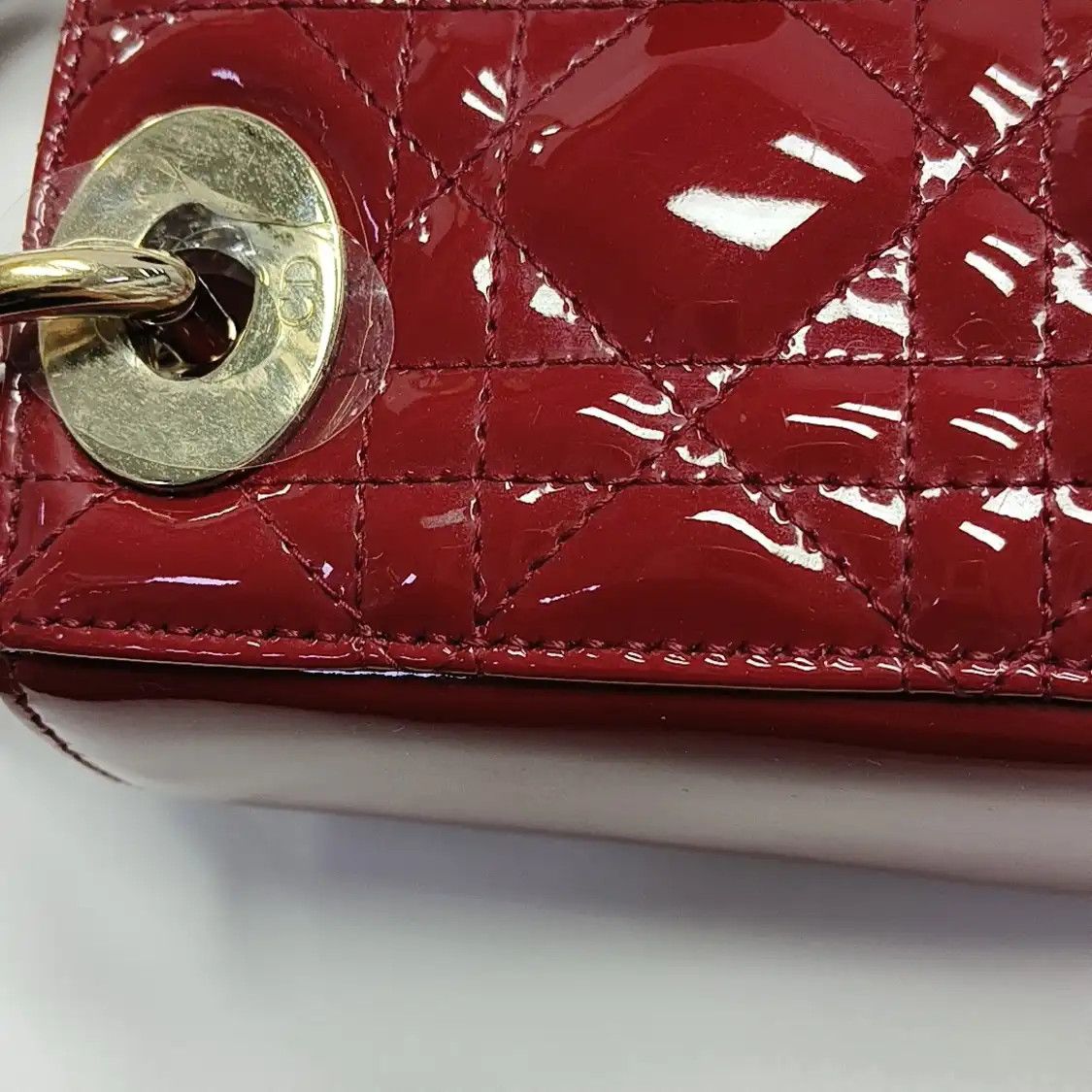 Dior DIOR Lady Dior mini red patent leather rattan plaid quilted Lady mini shoulder b Size ONE SIZE - 9 Thumbnail