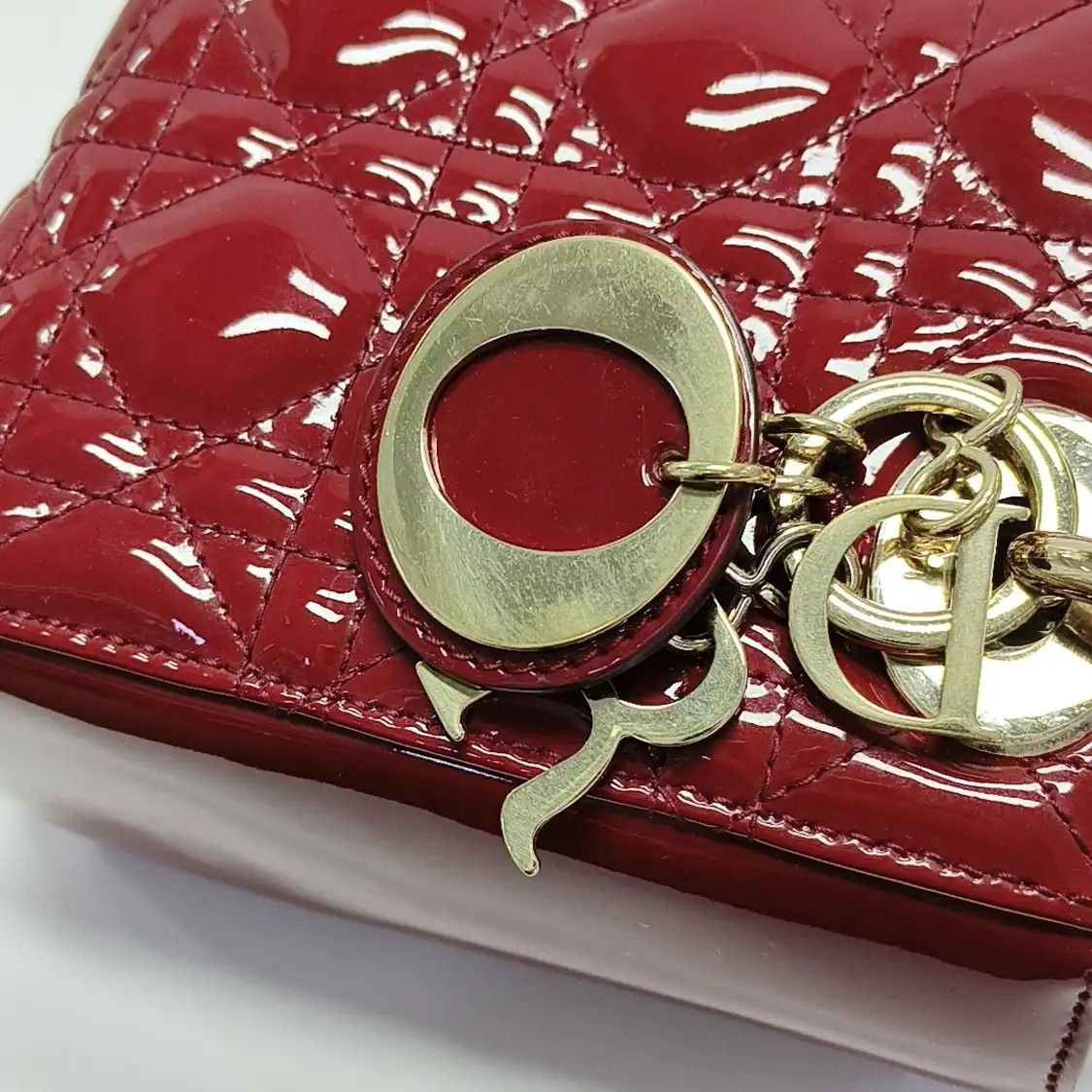 Dior DIOR Lady Dior mini red patent leather rattan plaid quilted Lady mini shoulder b Size ONE SIZE - 13 Thumbnail