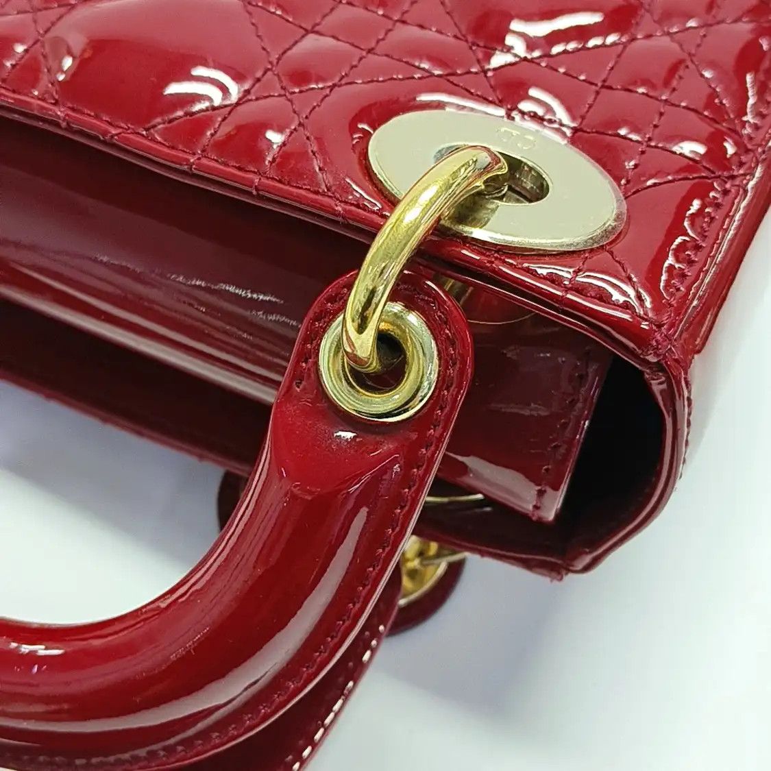 Dior DIOR Lady Dior mini red patent leather rattan plaid quilted Lady mini shoulder b Size ONE SIZE - 11 Thumbnail