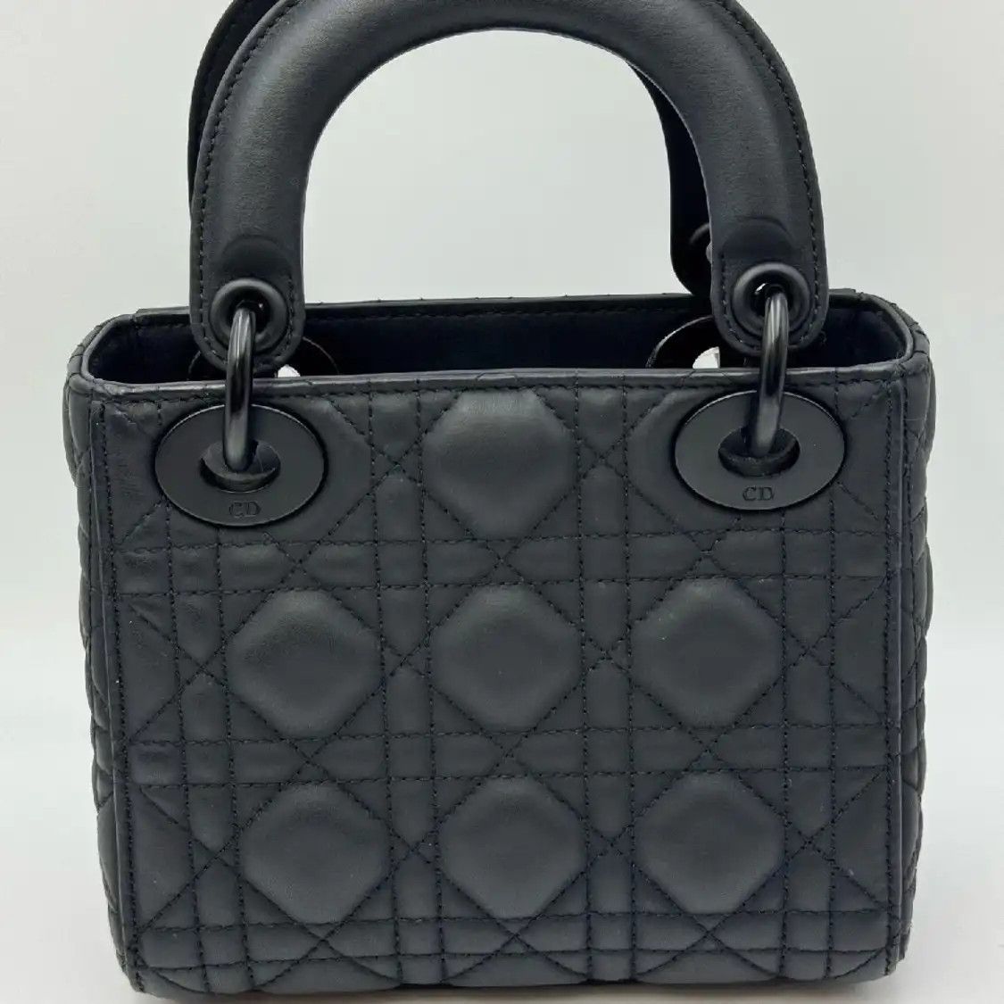 Dior DIOR Lady Dior black sheepskin rattan plaid quilted Lady bag crossbody bag black Size ONE SIZE - 4 Thumbnail