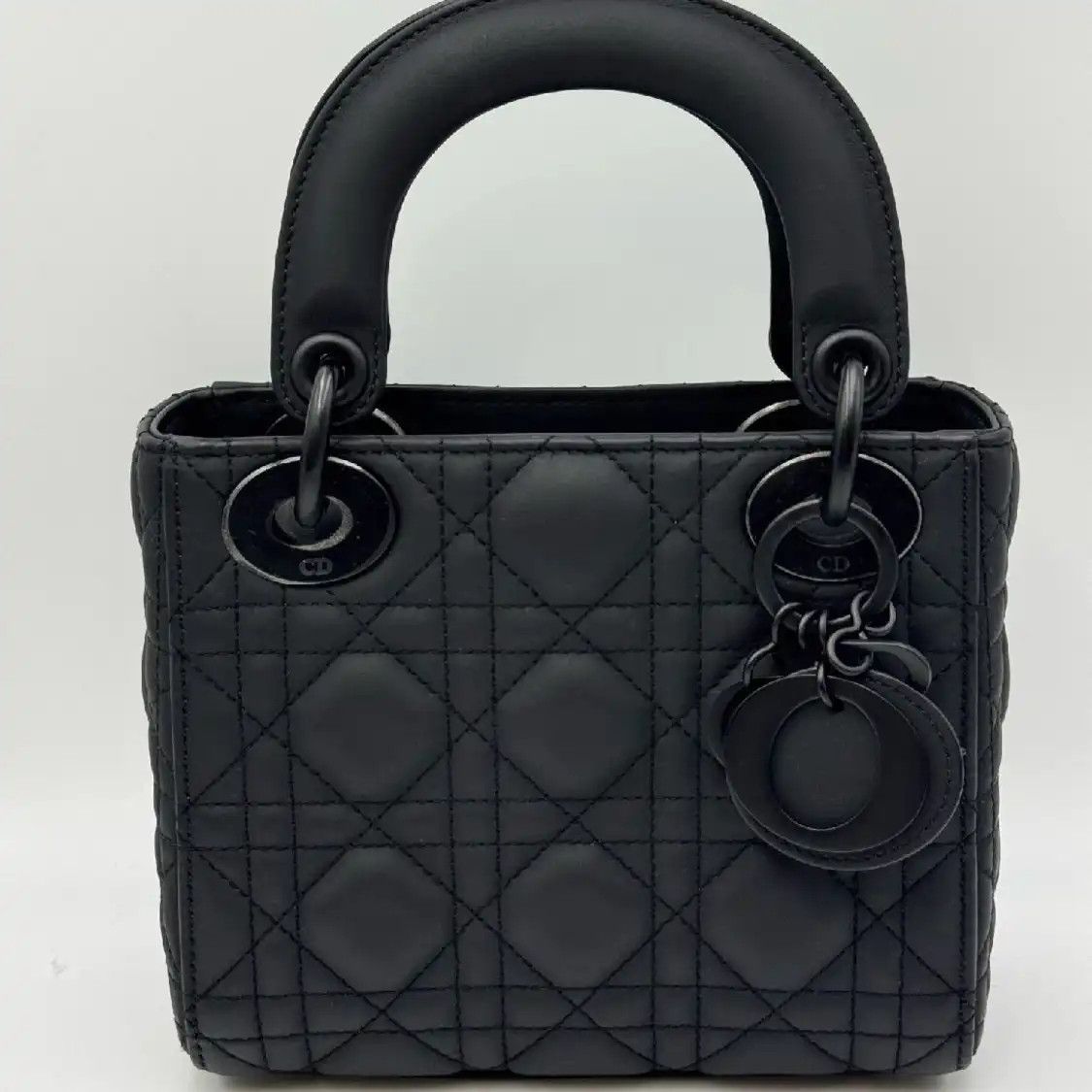 Dior DIOR Lady Dior black sheepskin rattan plaid quilted Lady bag crossbody bag black Size ONE SIZE - 3 Thumbnail